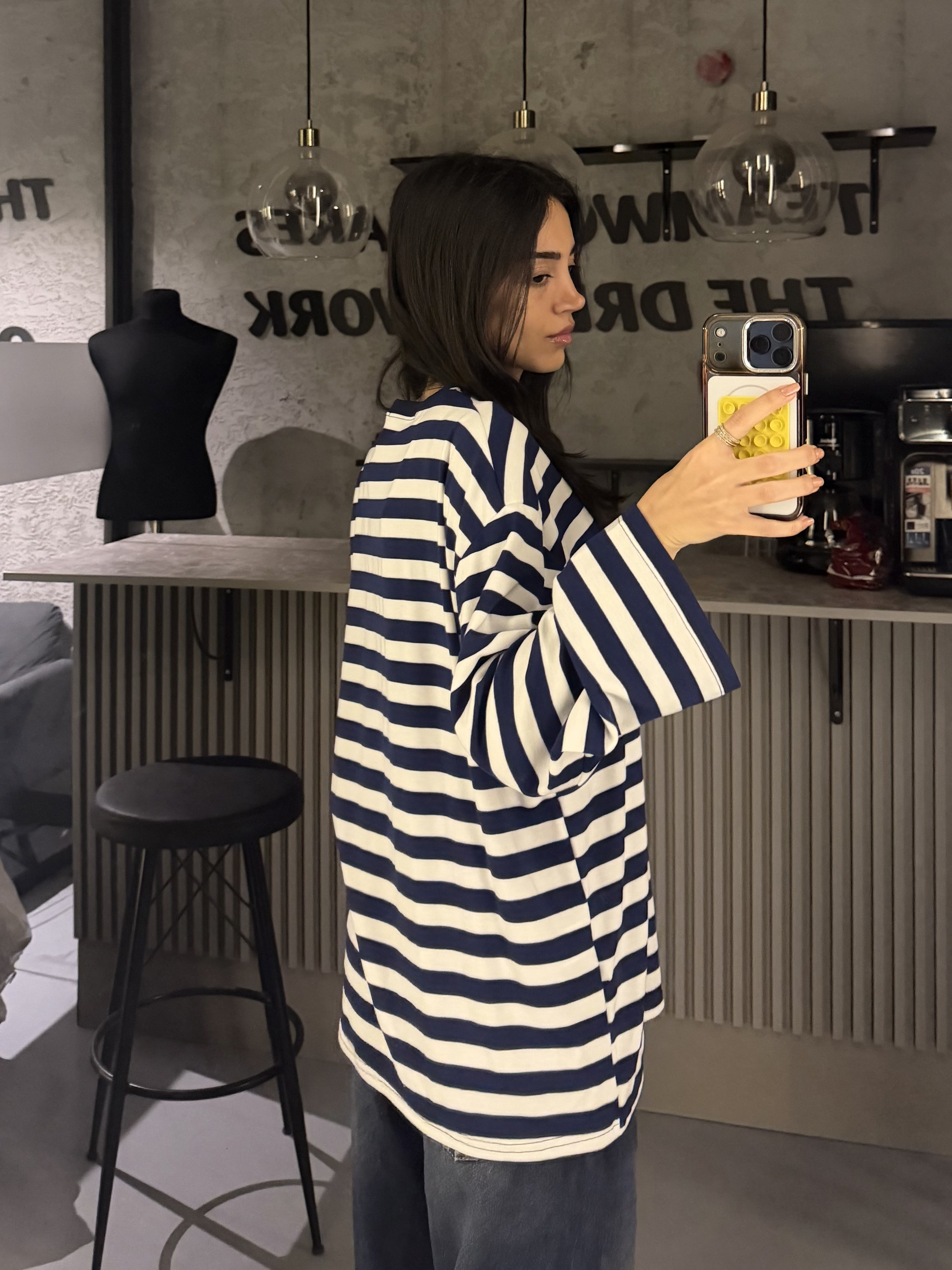LACİVERT LIGHT ÇİZGİLİ SWEATER