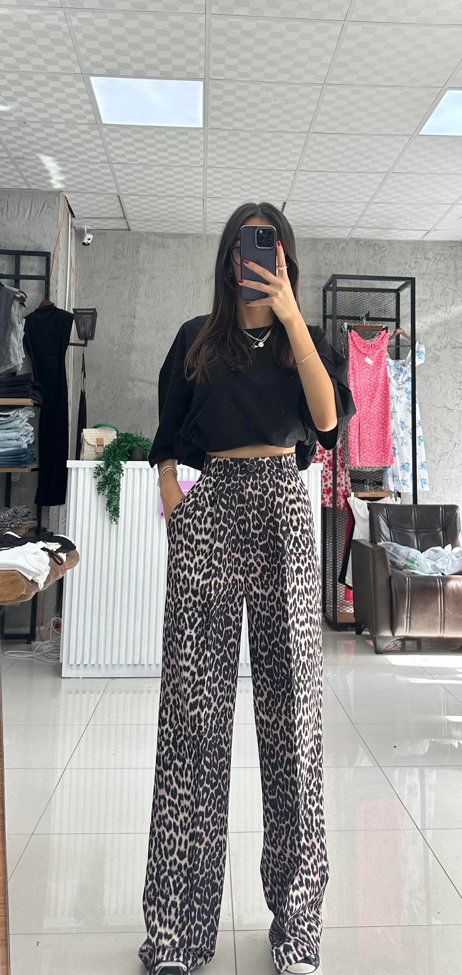 LEOPAR DESEN KUMAŞ PANTOLON