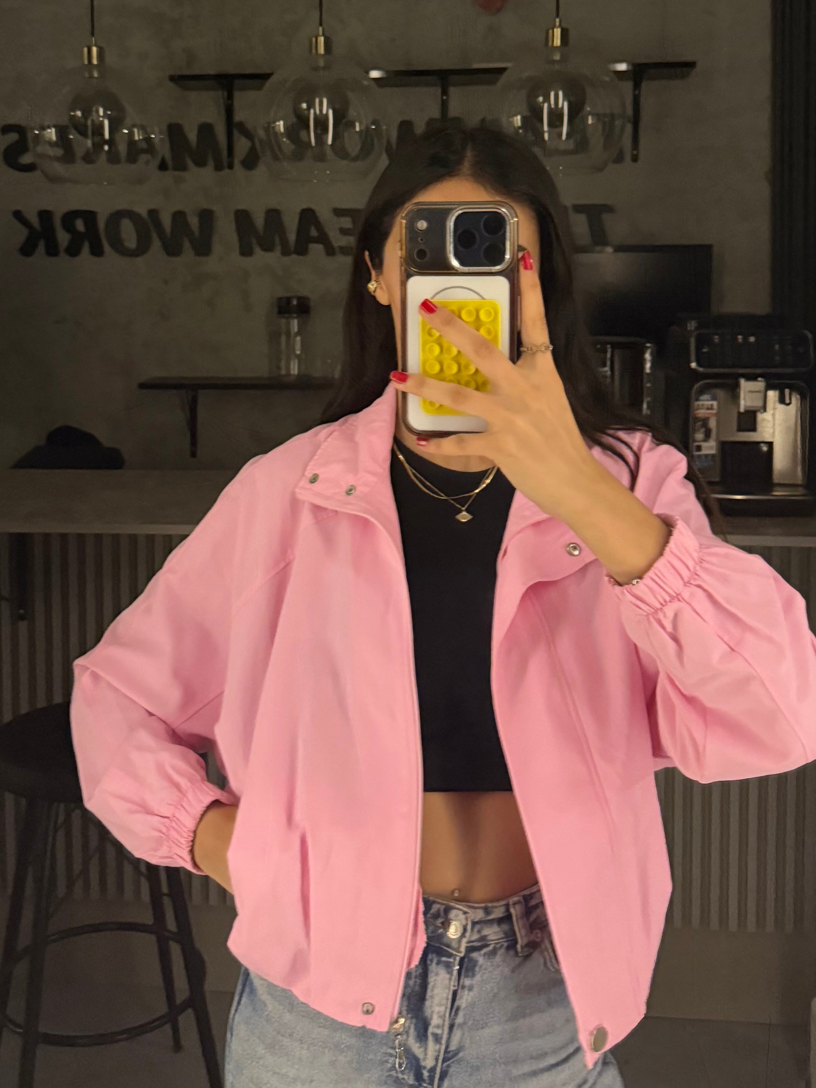 MEVSİMLİK PEMBE BOMBER CEKET