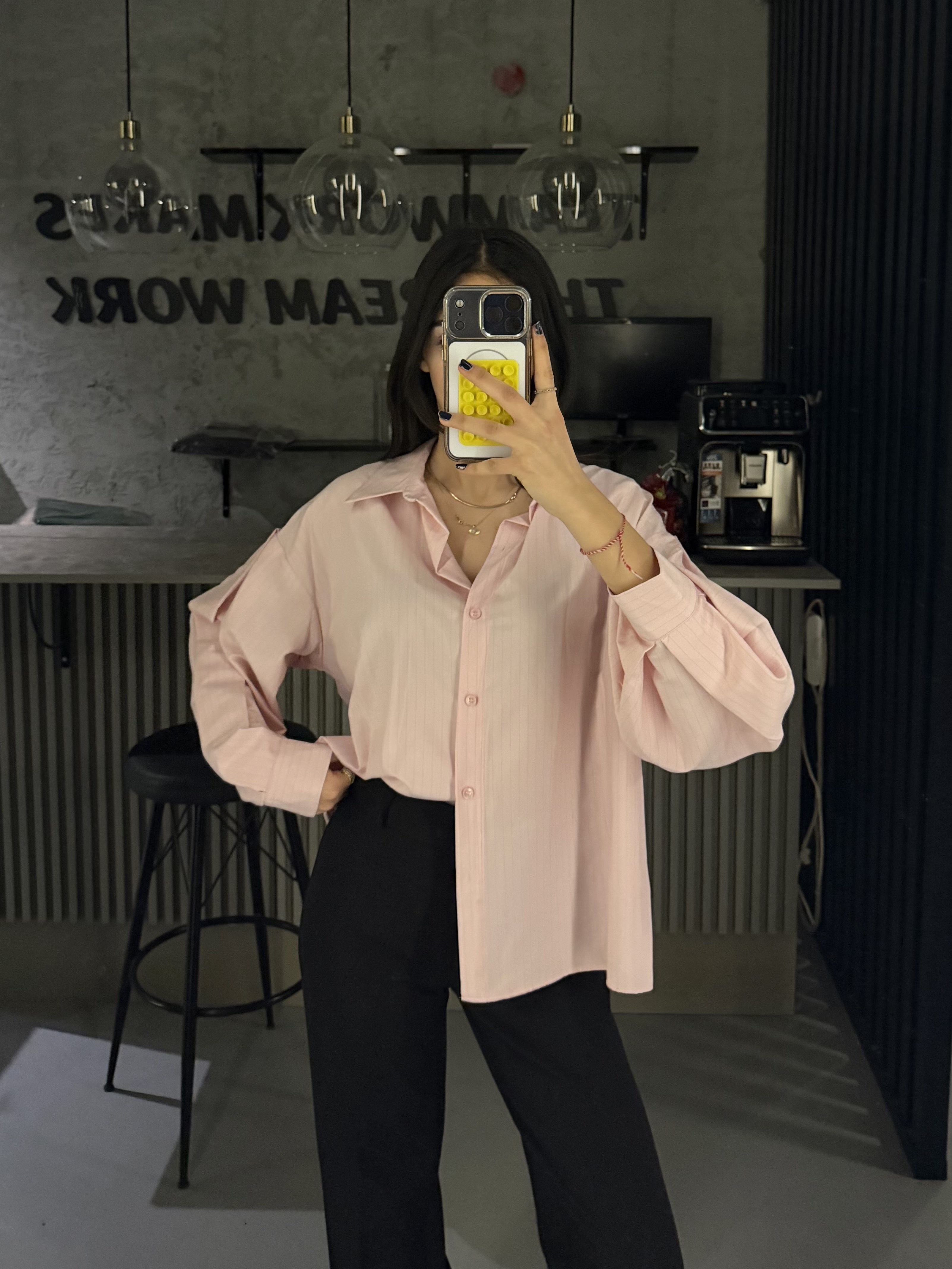 PEMBE ÇİZGİLİ BALON KOL GÖMLEK