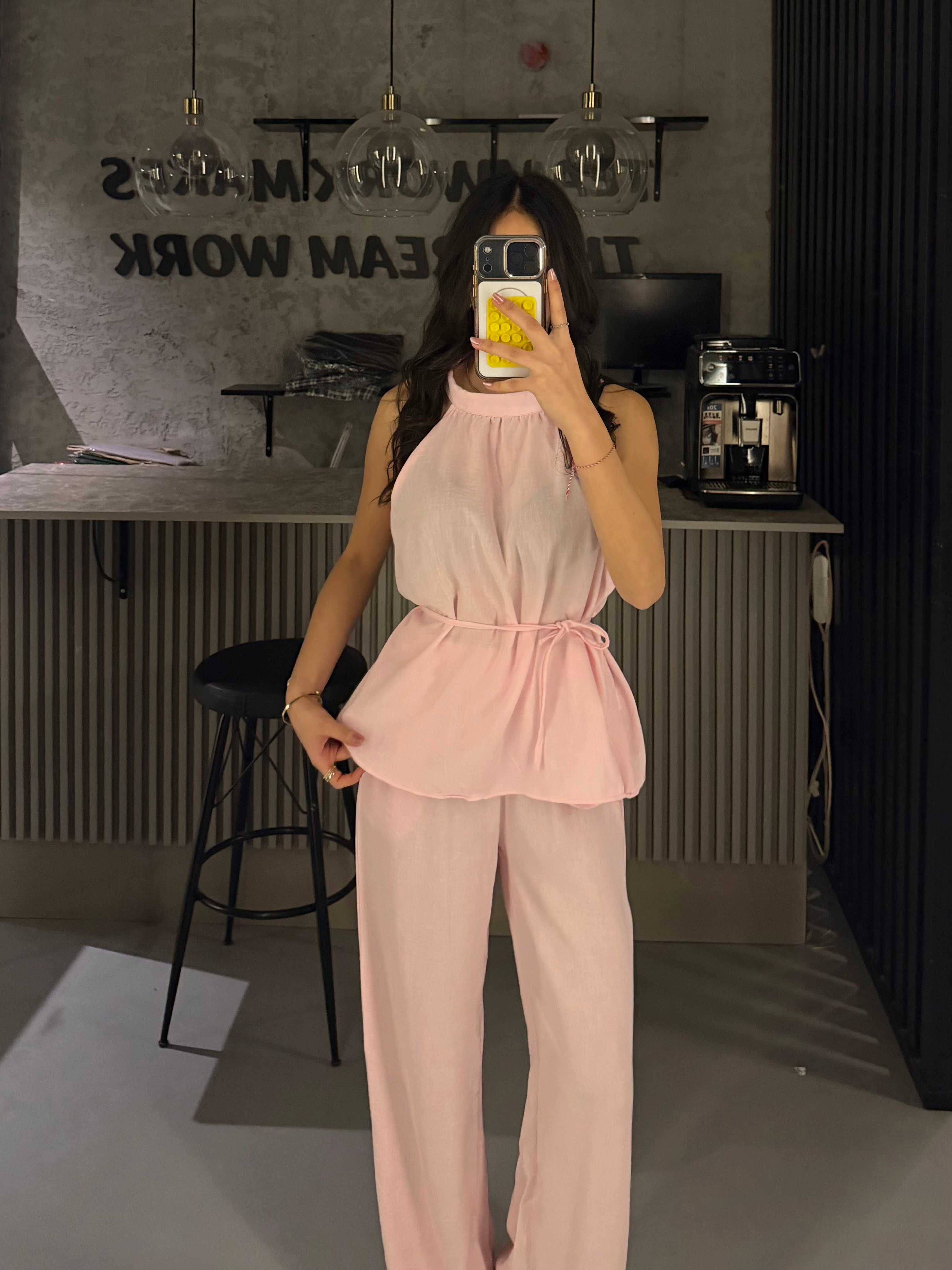 PEMBE KETEN BAĞLAMALI  TAKIM