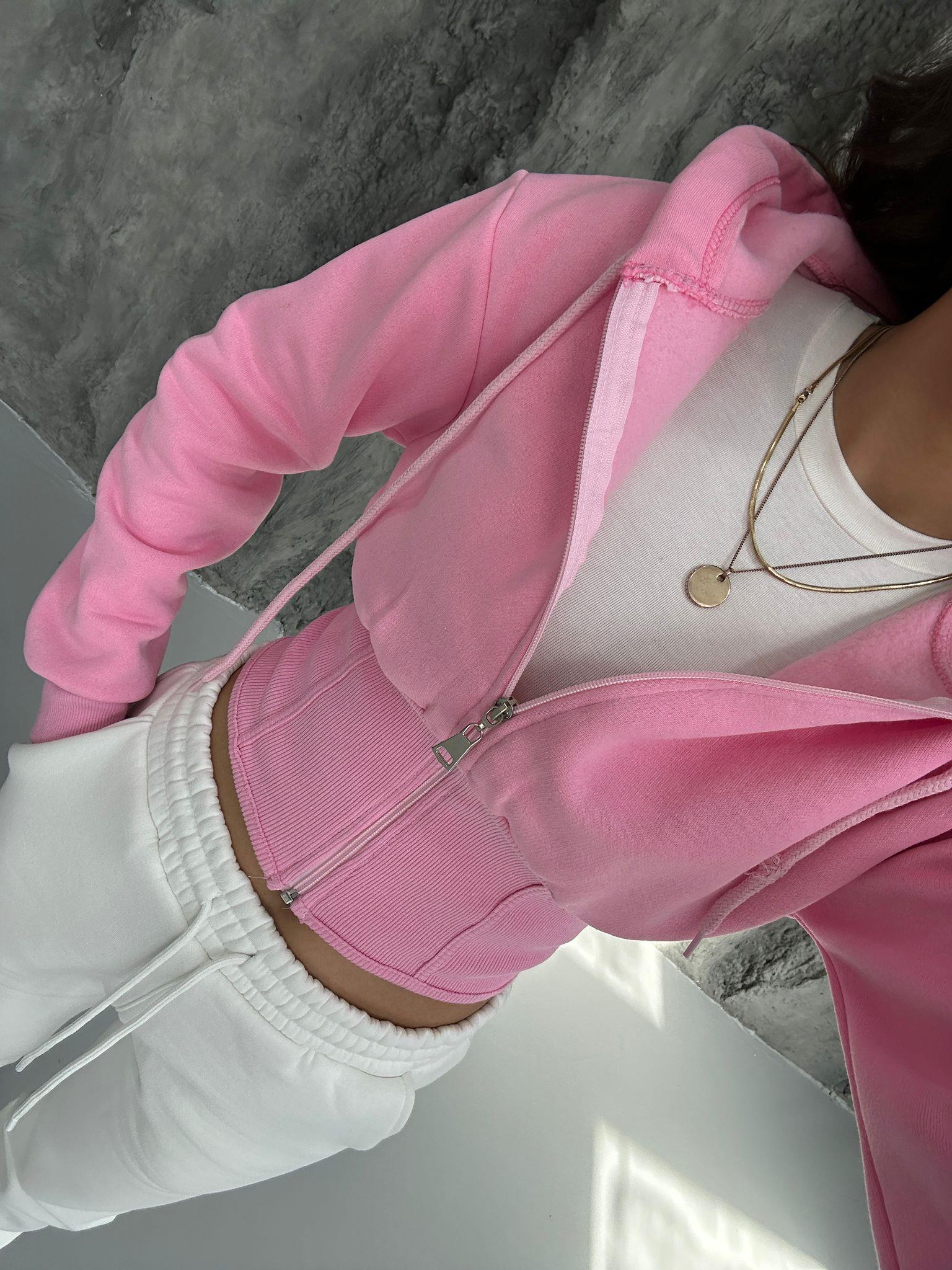 PEMBE KORSELİ FERMUARLI HIRKA