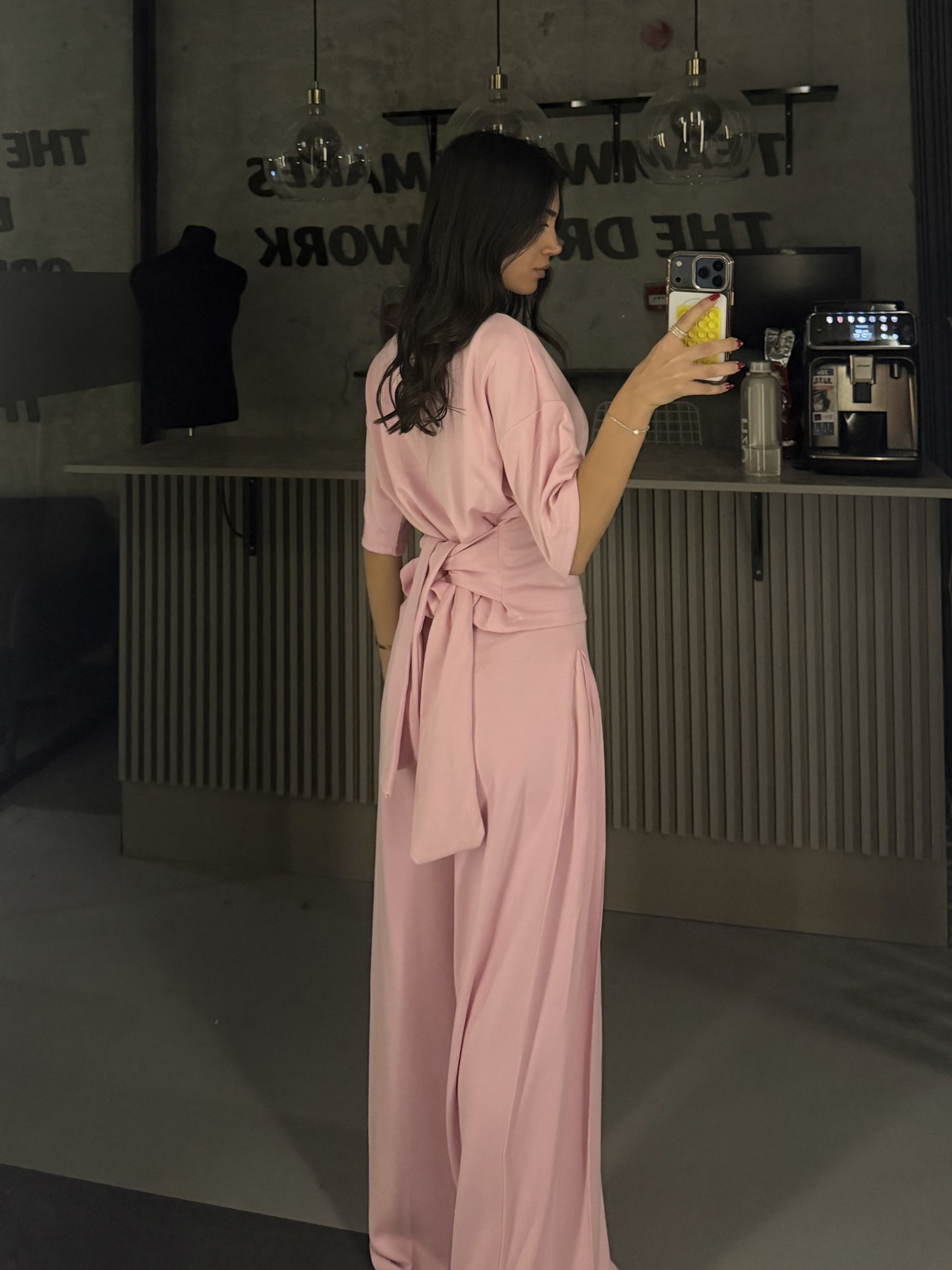 PEMBE KUŞAKLI MODAL TAKIM