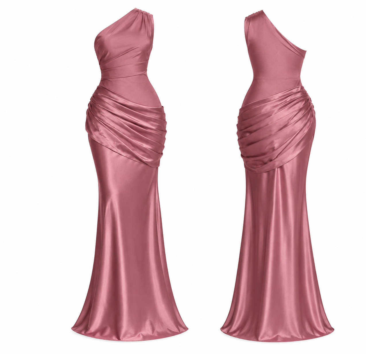 PEMBE SATEN ELBİSE 