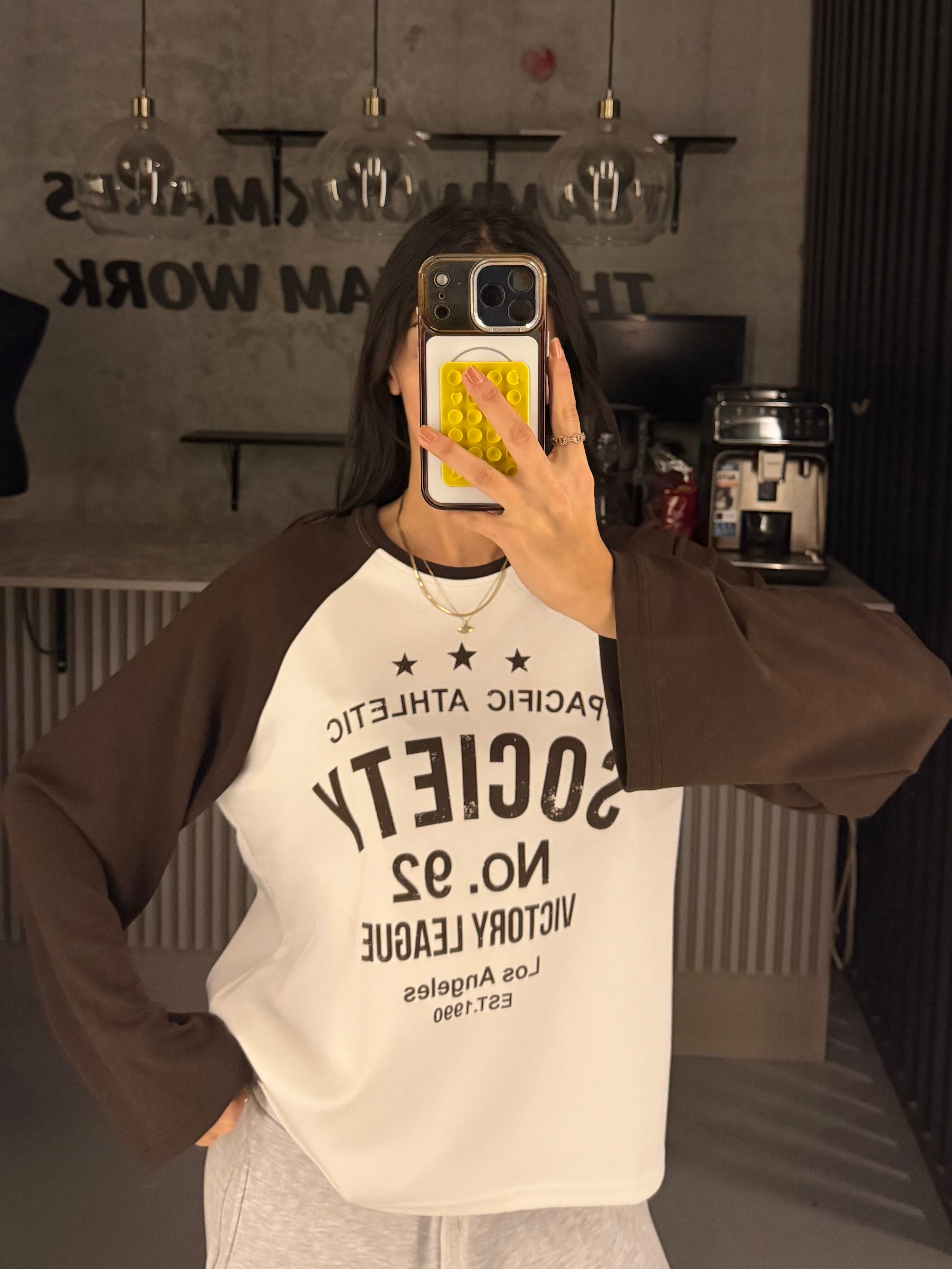 SOCIETY KAHVE REGLAN KOL SWEATER