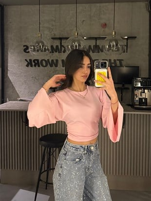 BEL KORSELİ PEMBE İSPANYOL KOL BODY