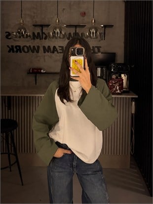 HAKİ REGLAN KOL SWEATER