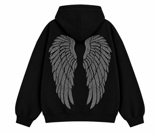 SİYAH ANGEL TAŞLI SWEATSHIRT