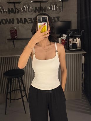 TOKALI BEYAZ ÇİFT ASKI ATLET
