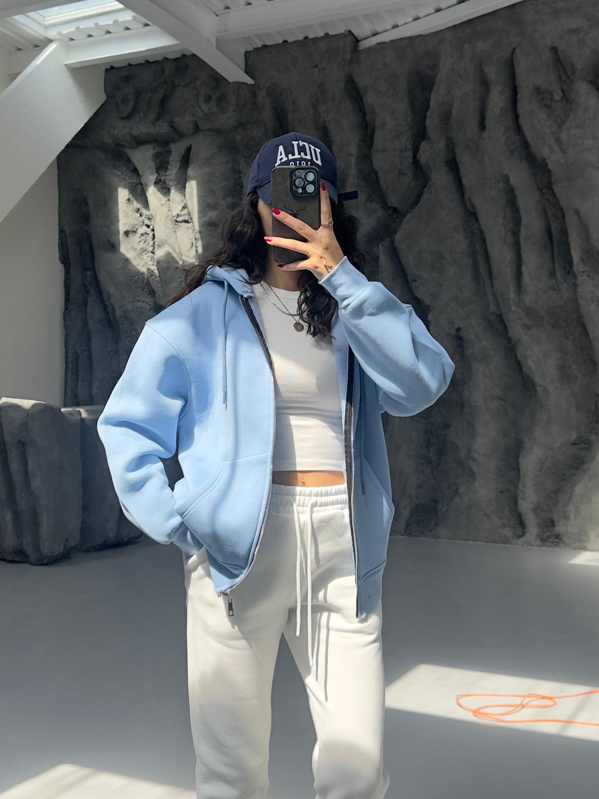 BEBE MAVİSİ 3 İPLİK FERMUARLI SWEAT