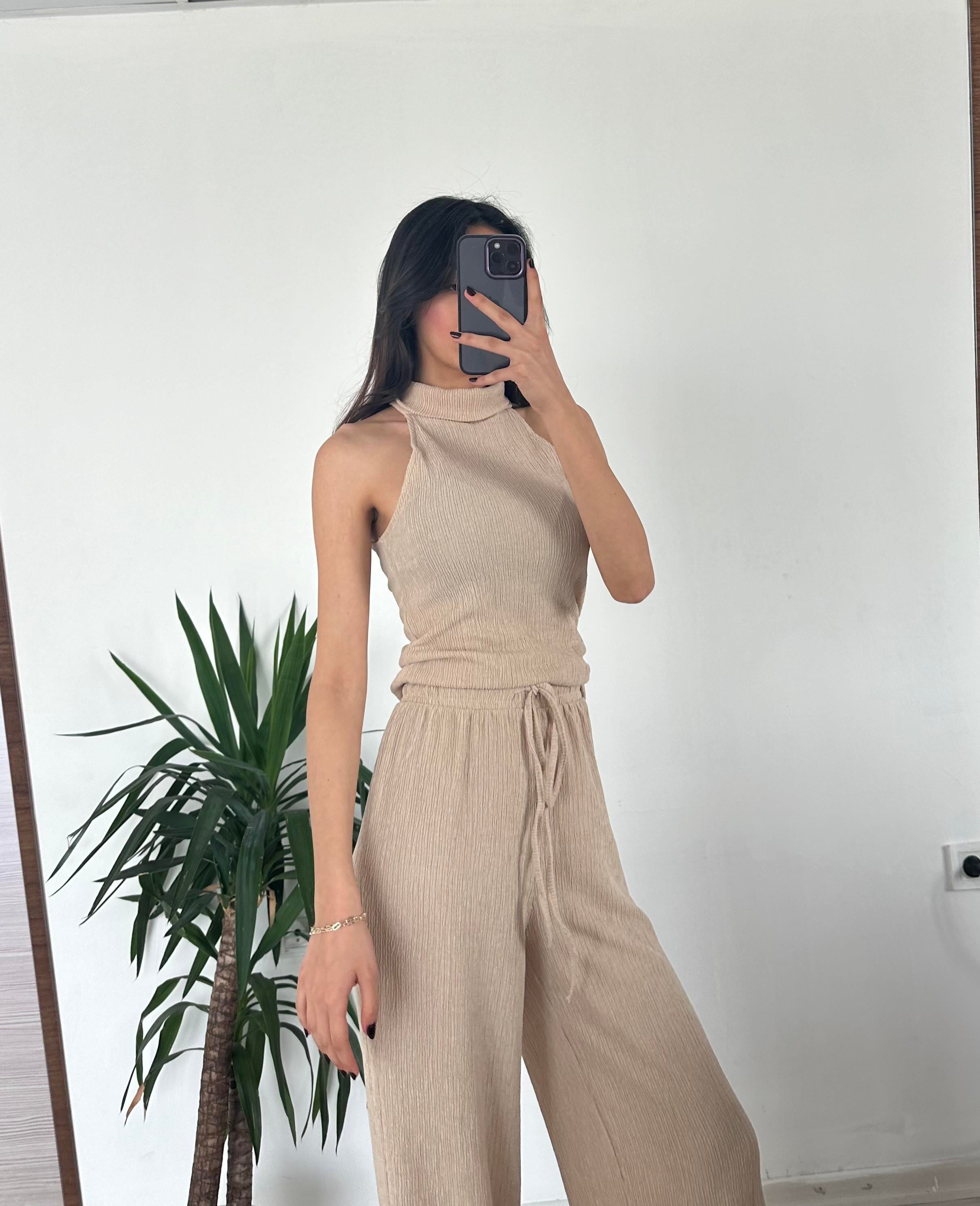 BEJ BALIKÇI YAKA ZR PANTOLON TAKIM