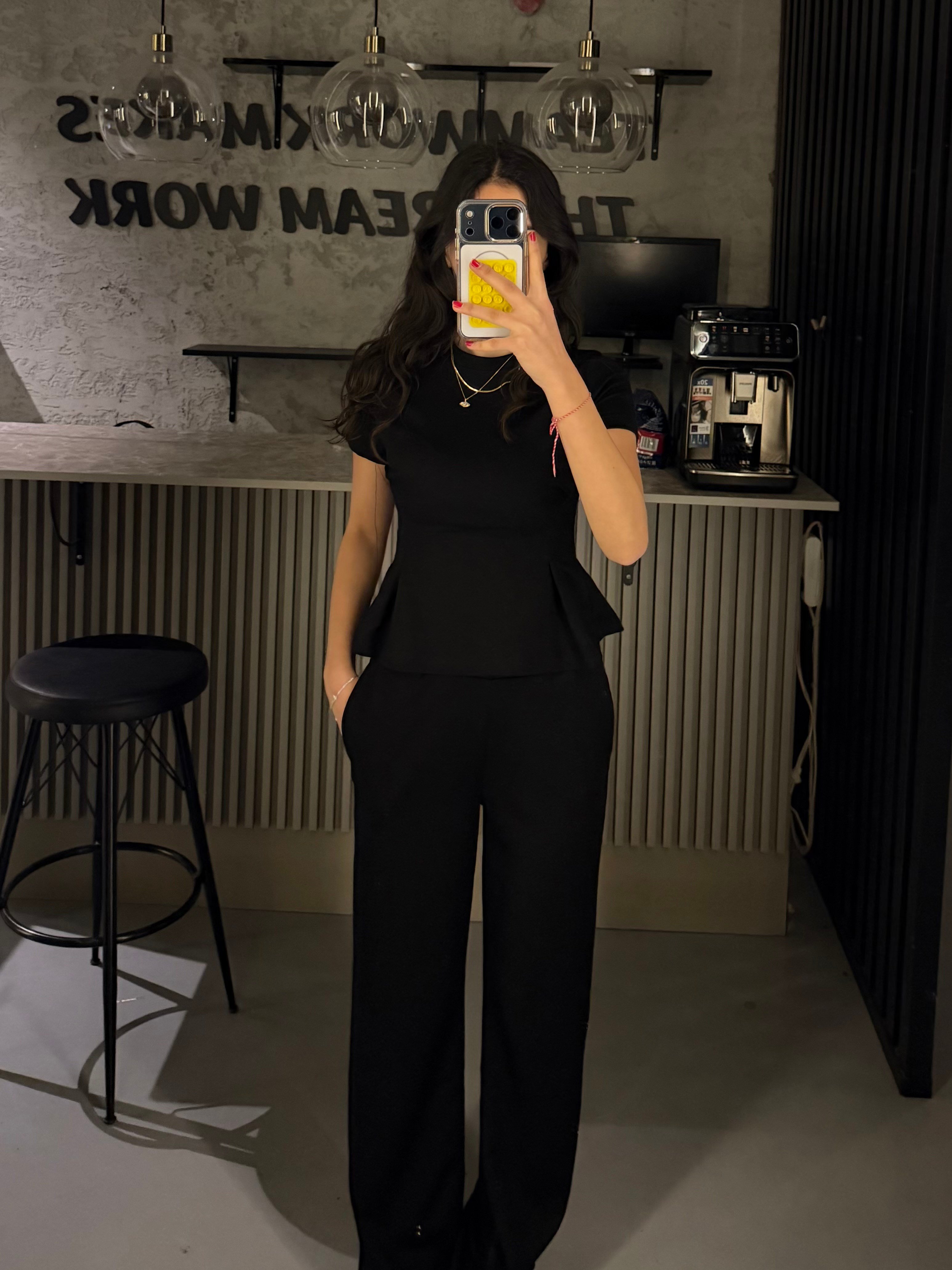BEL DETAYLI SİYAH MODAL TAKIM