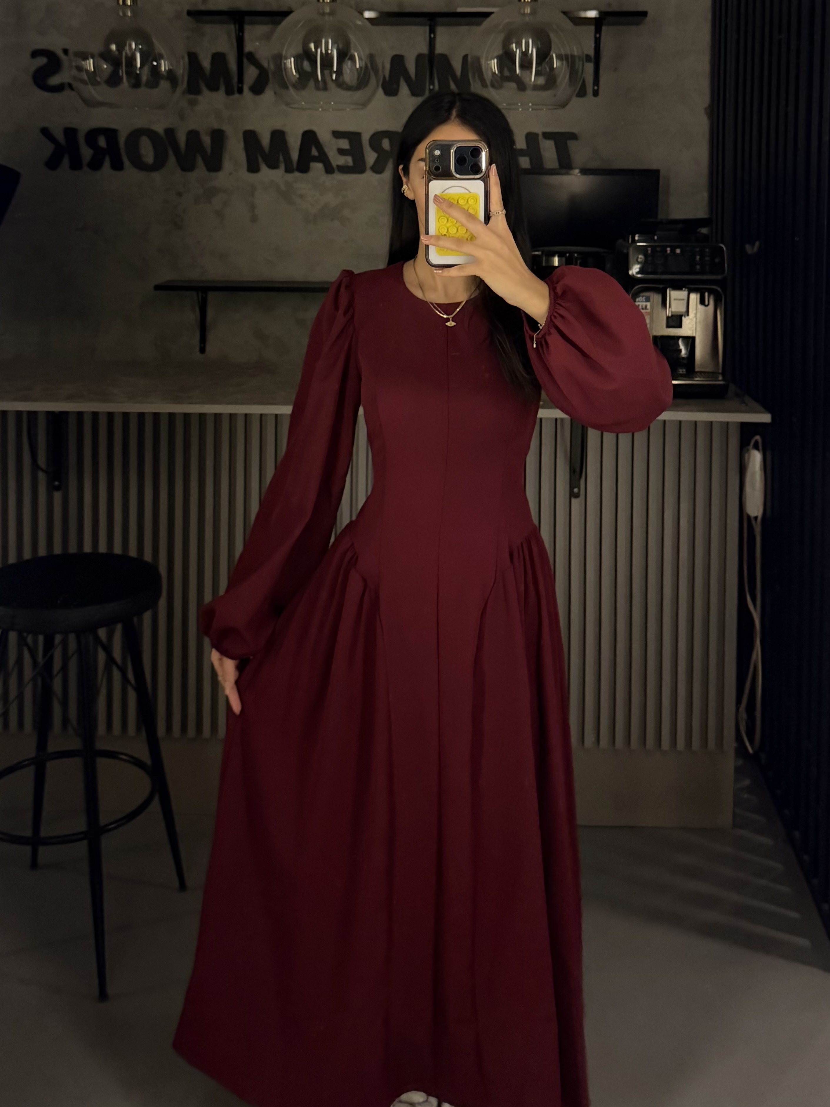 BORDO BAĞLAMALI PRENSES ELBİSE 