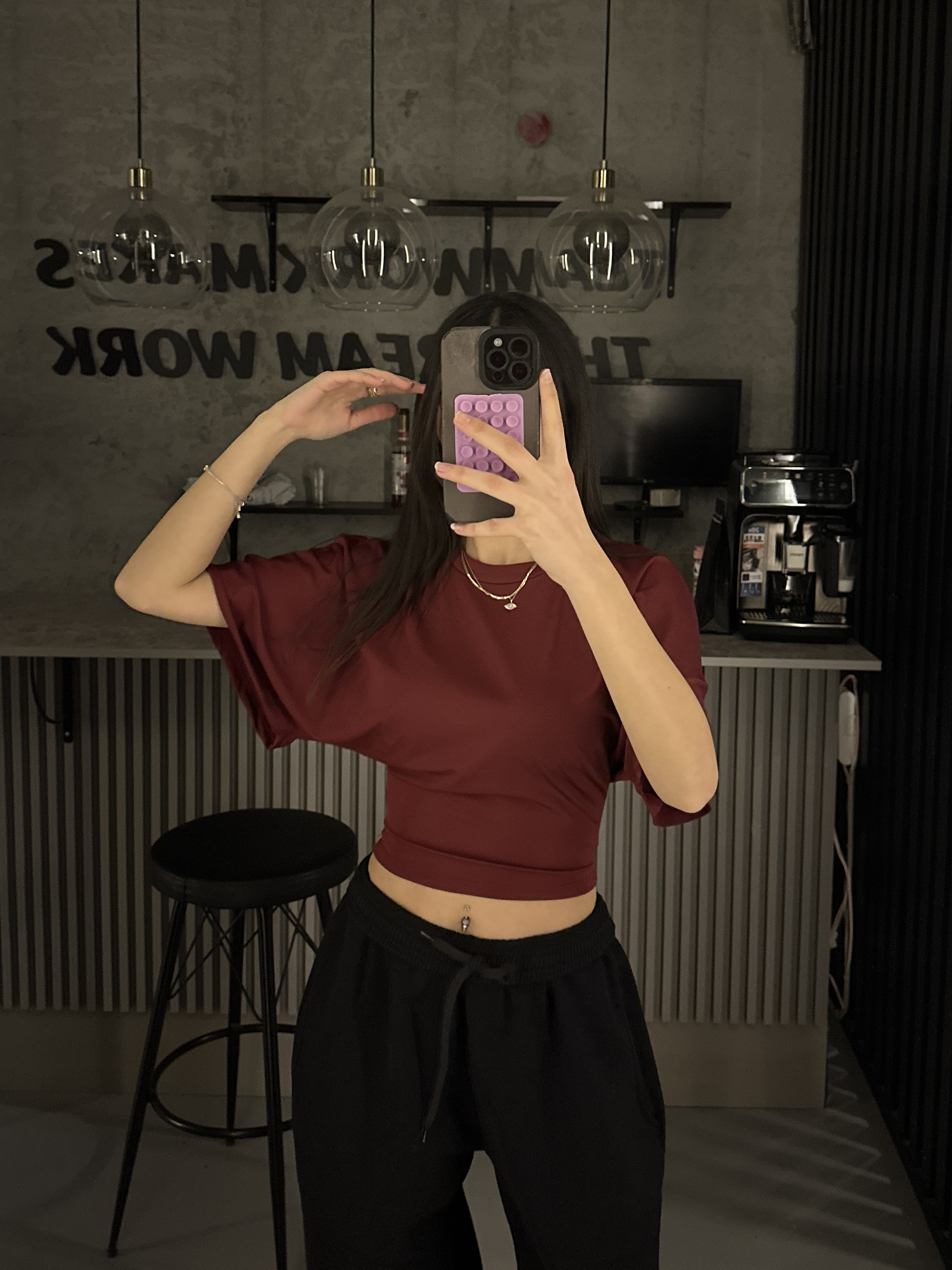 BORDO BEL KORSELİ KISA KOL BLUZ