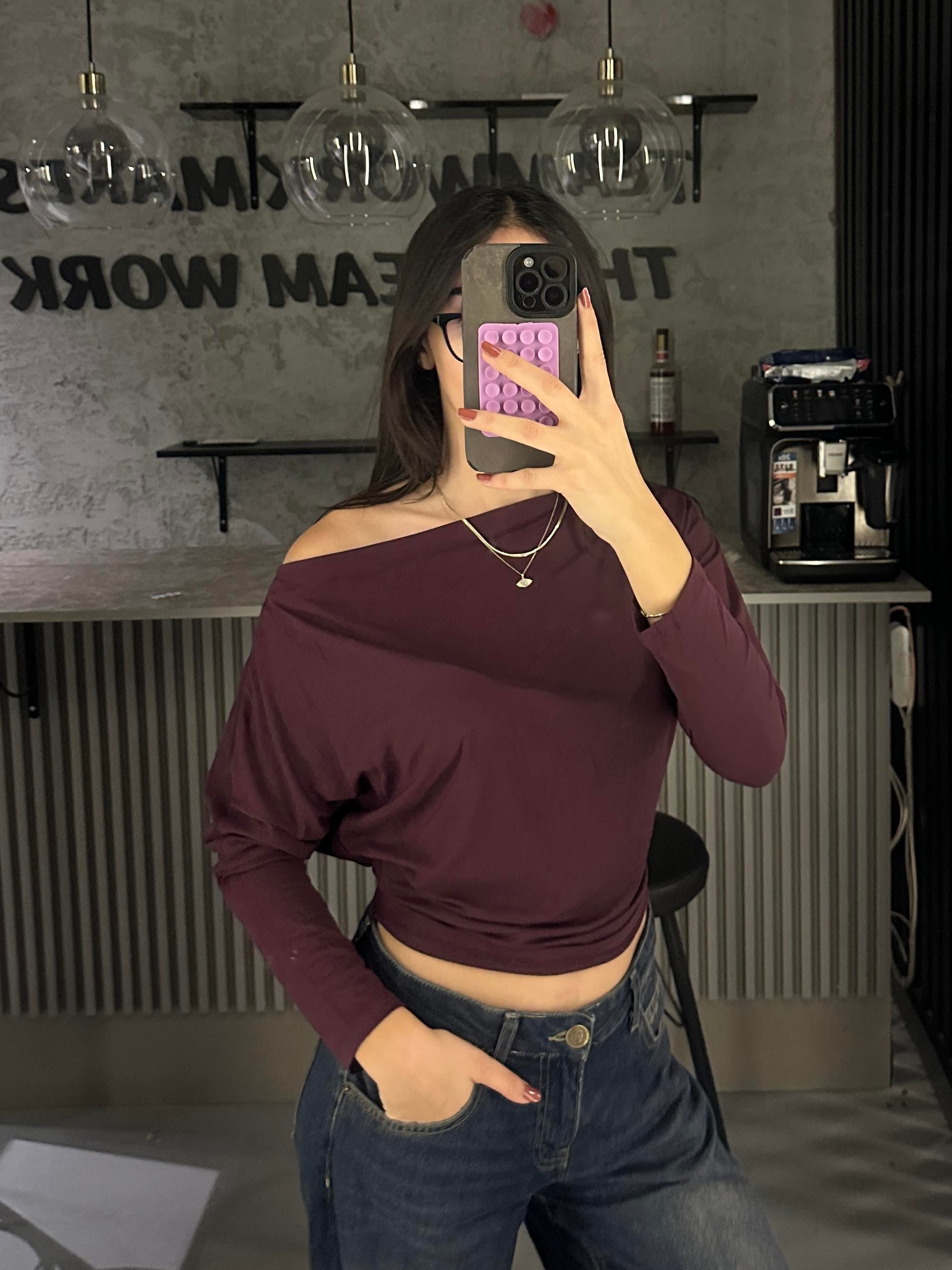 BORDO DÜŞÜK OMUZ BOL BODY