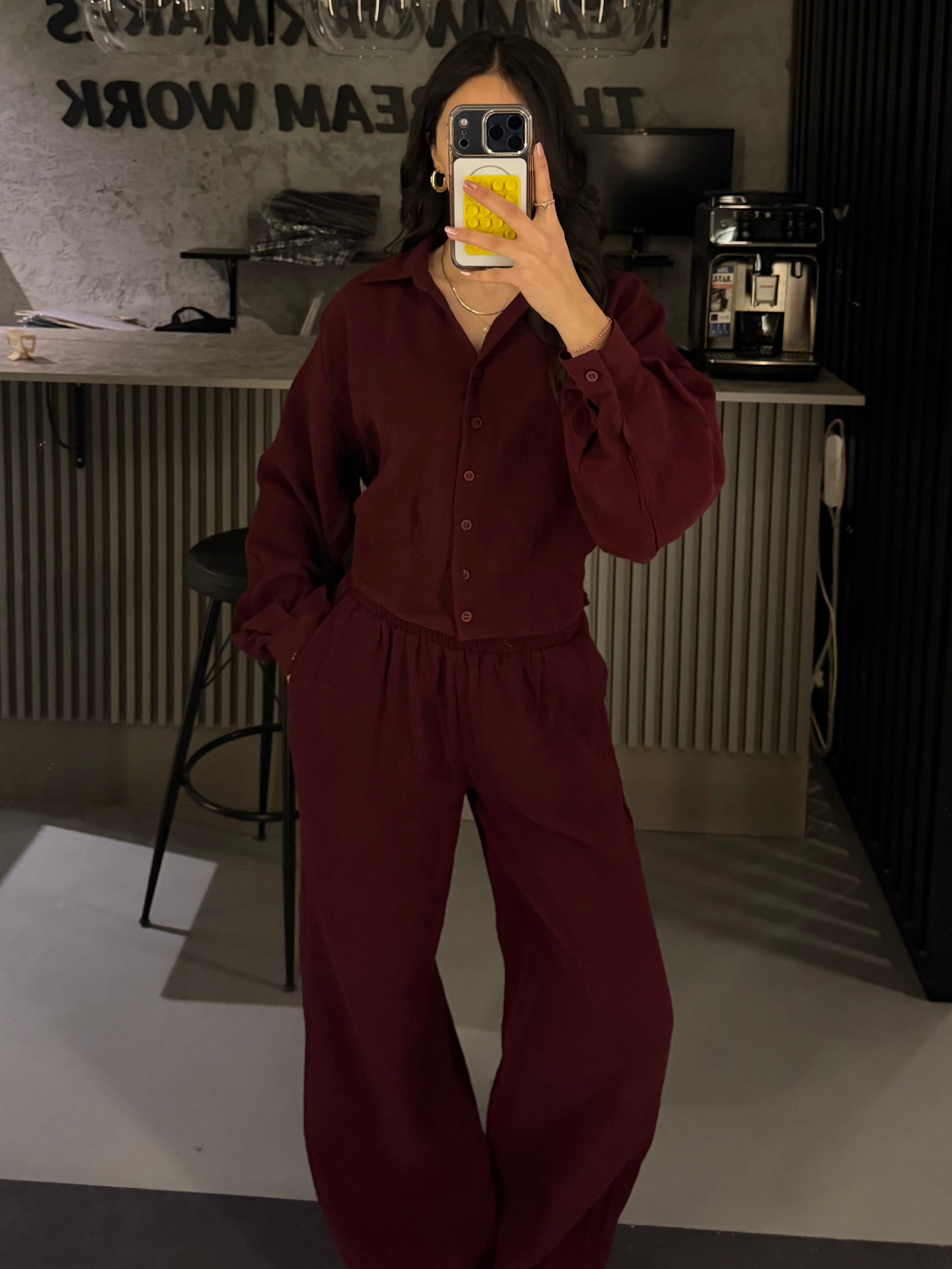 BORDO MÜSLİN KUMAŞ TAKIM