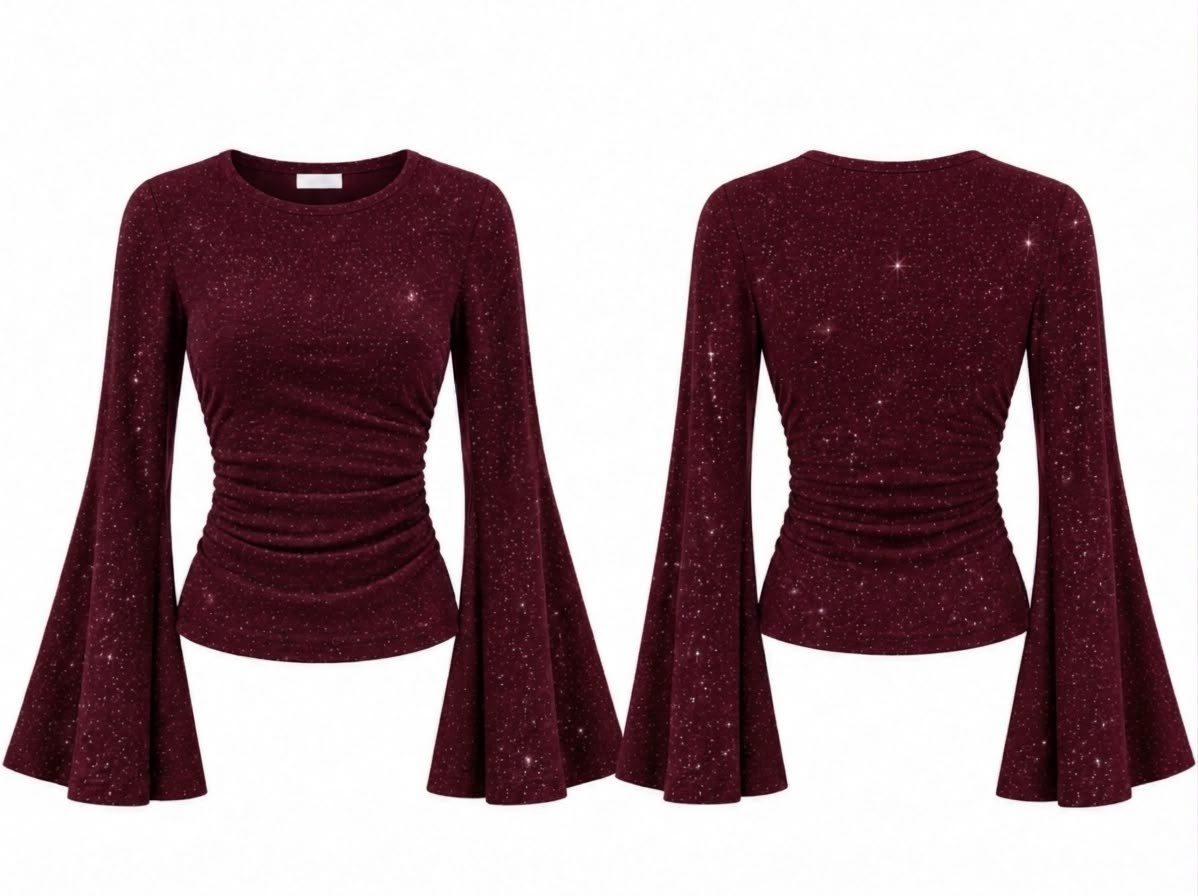 BORDO SİMLİ BEL KORSELİ BLUZ
