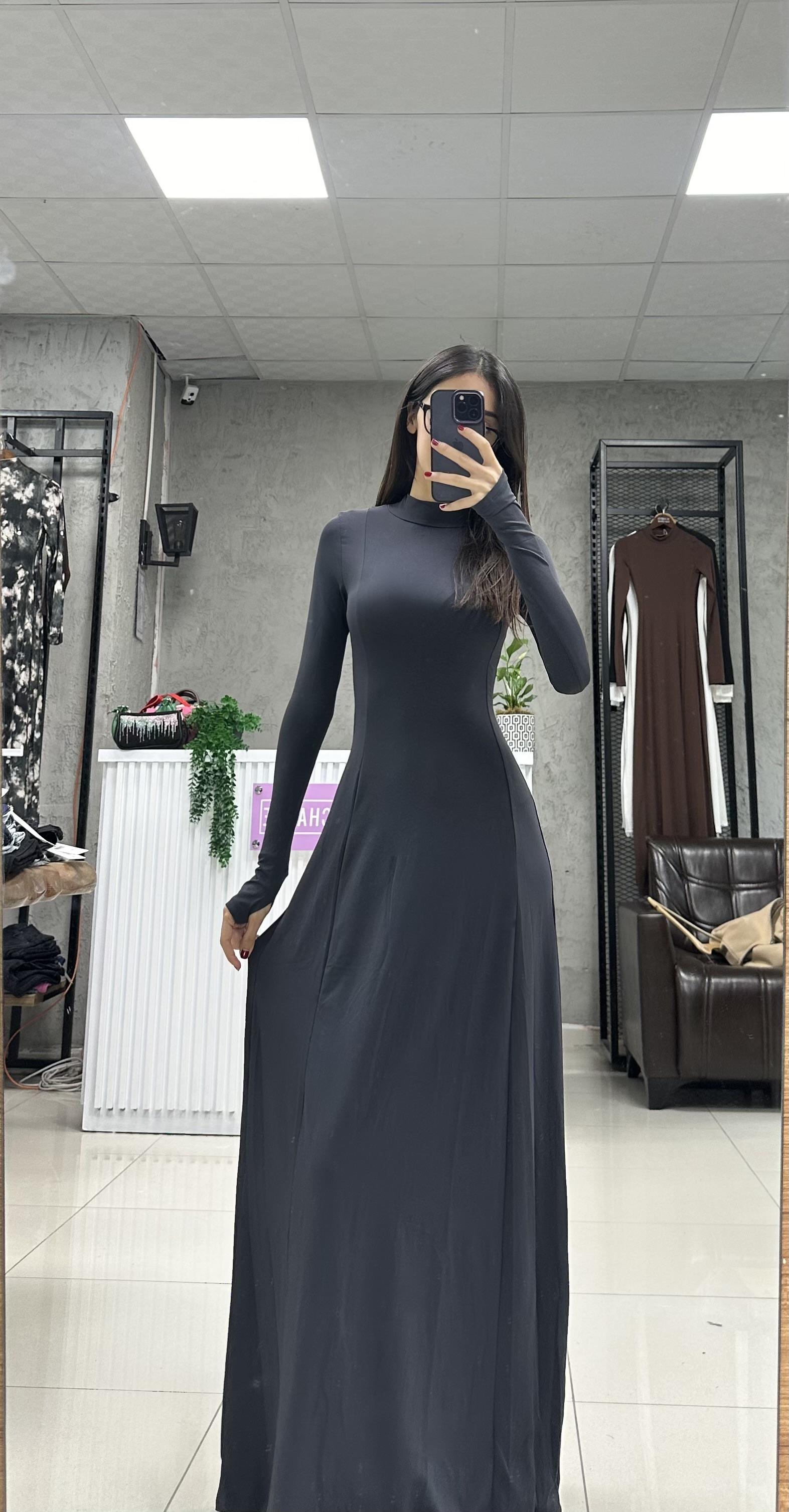 DELİLA FÜME ELBİSE PARMAK GEÇİRMELİ