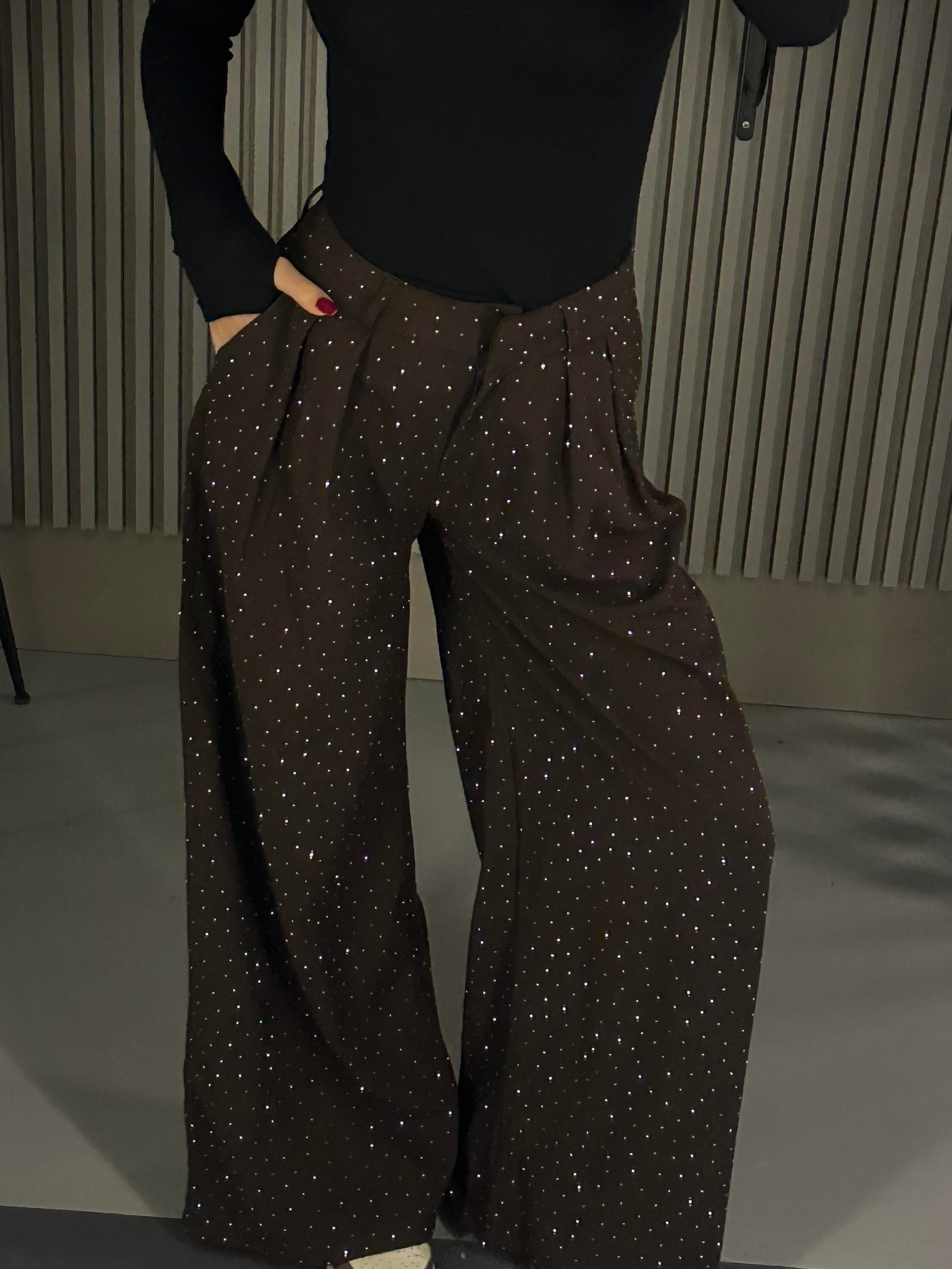 FUL TAŞLI KAHVE KUMAŞ PANTOLON
