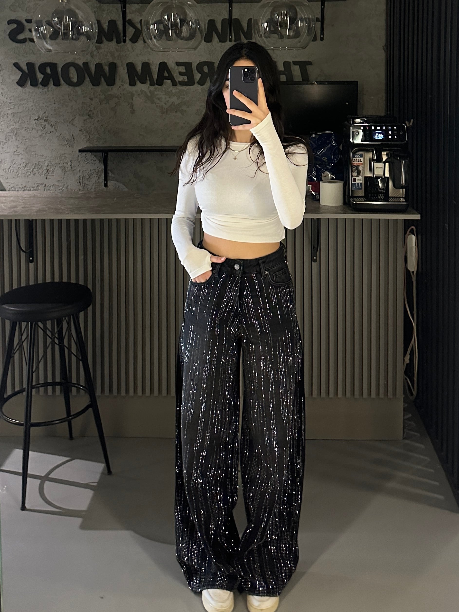 FULL ÇİZGİ TAŞLI WIDE LEG JEAN