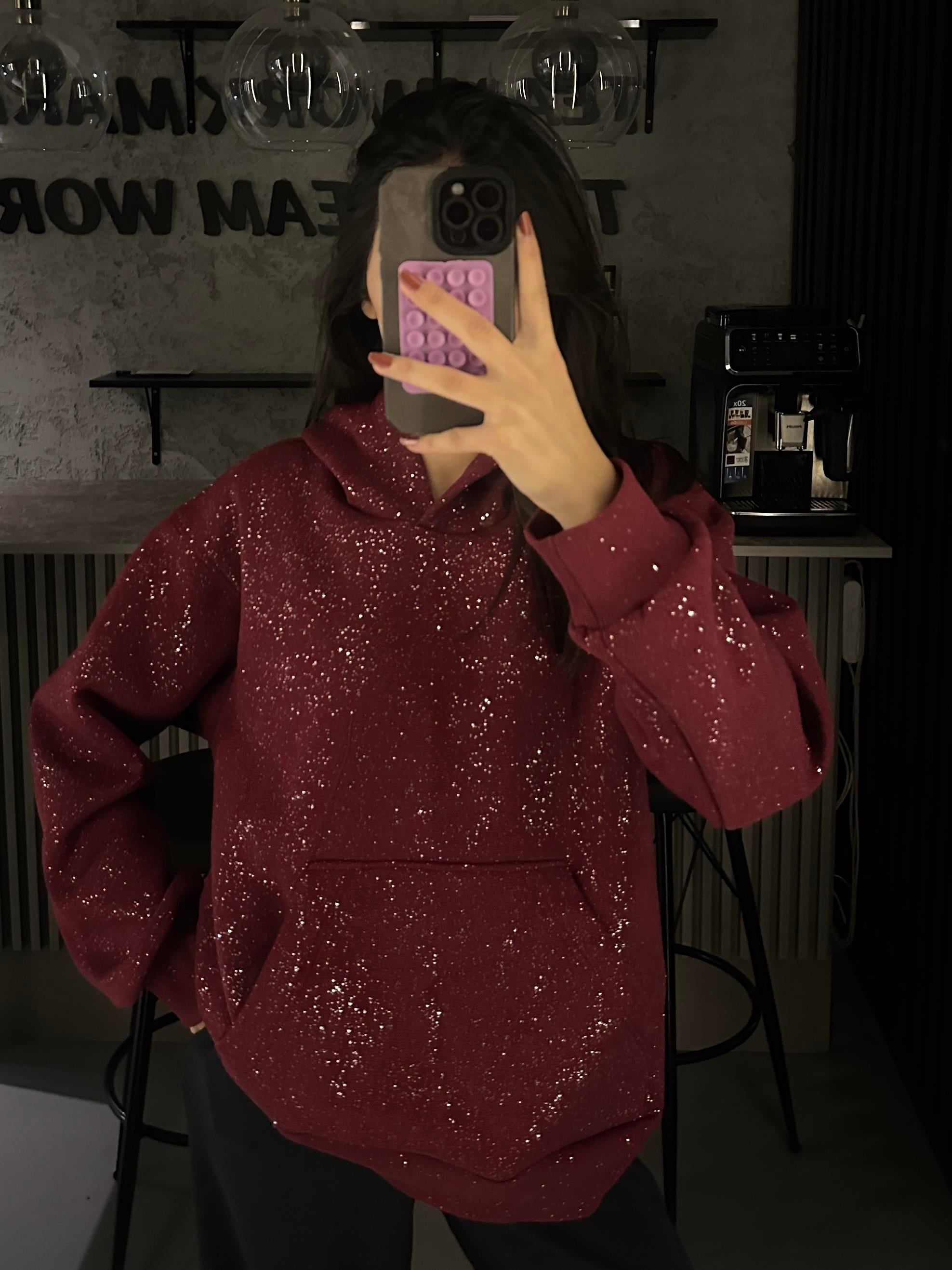 FULL SİMLİ BORDO SWEATSHİRT