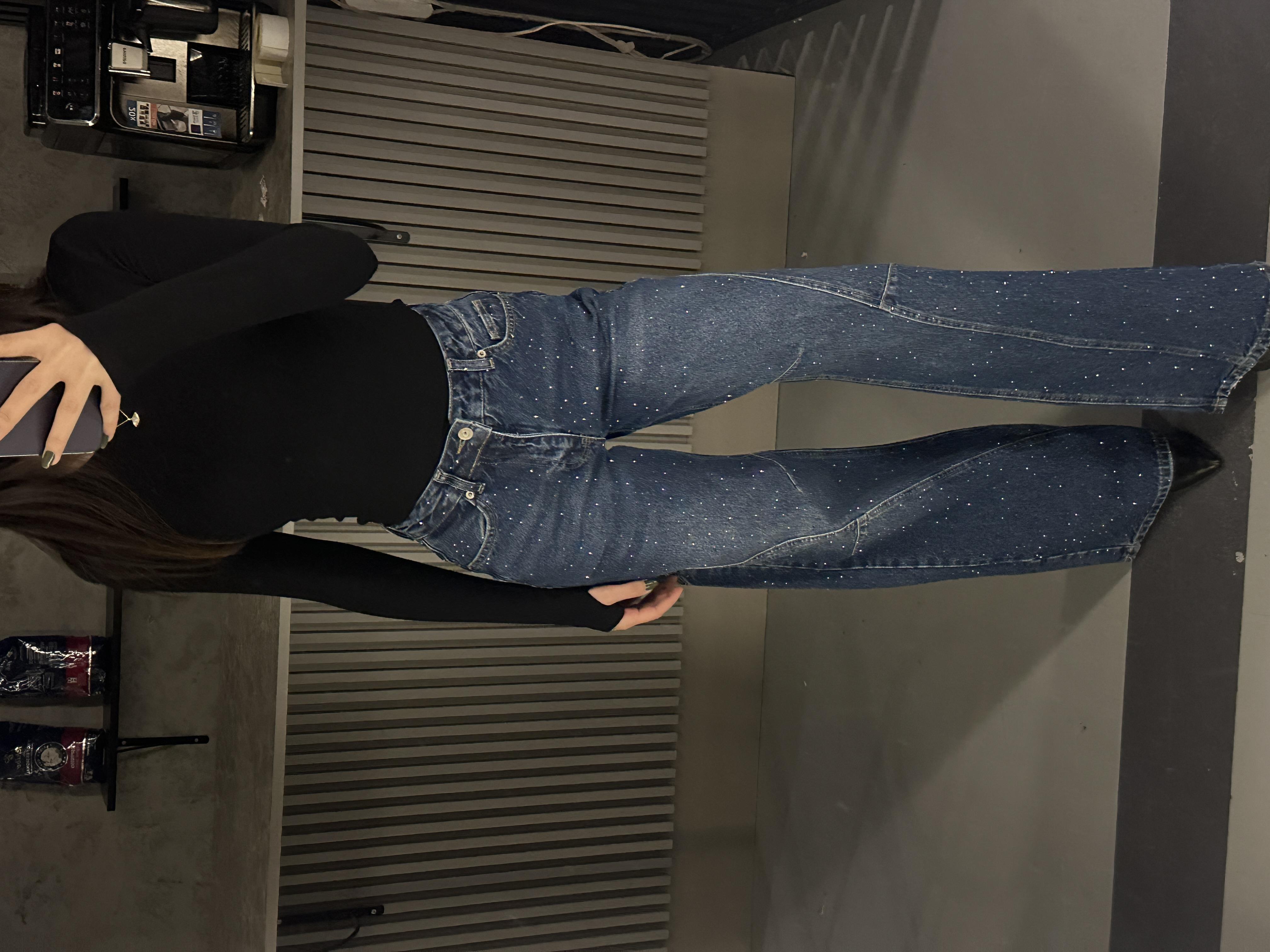 FULL TAŞLI DİKİŞ DETAY KOYU KOT WIDE LEG JEAN