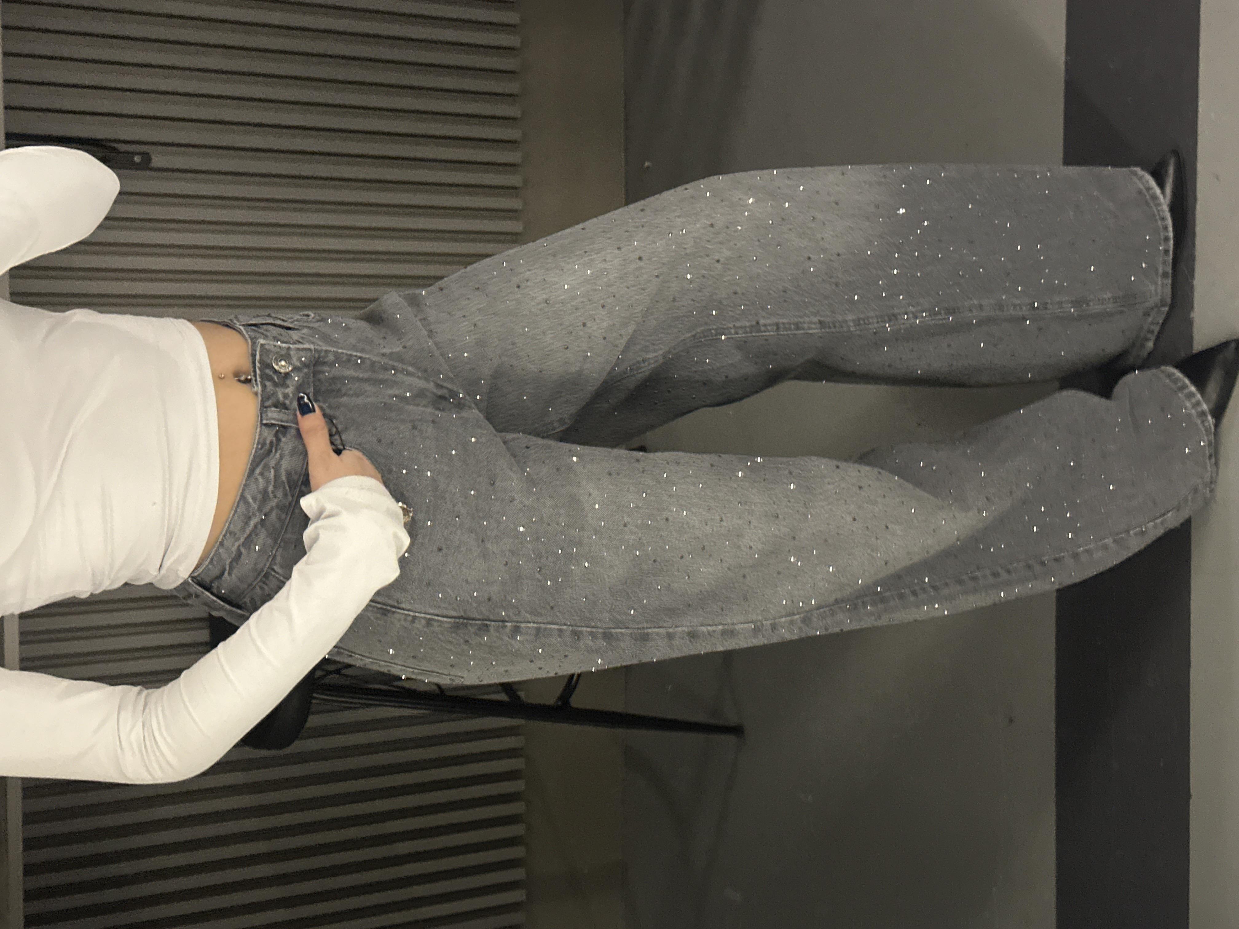 FULL TAŞLI GRİ WIDE LEG JEAN