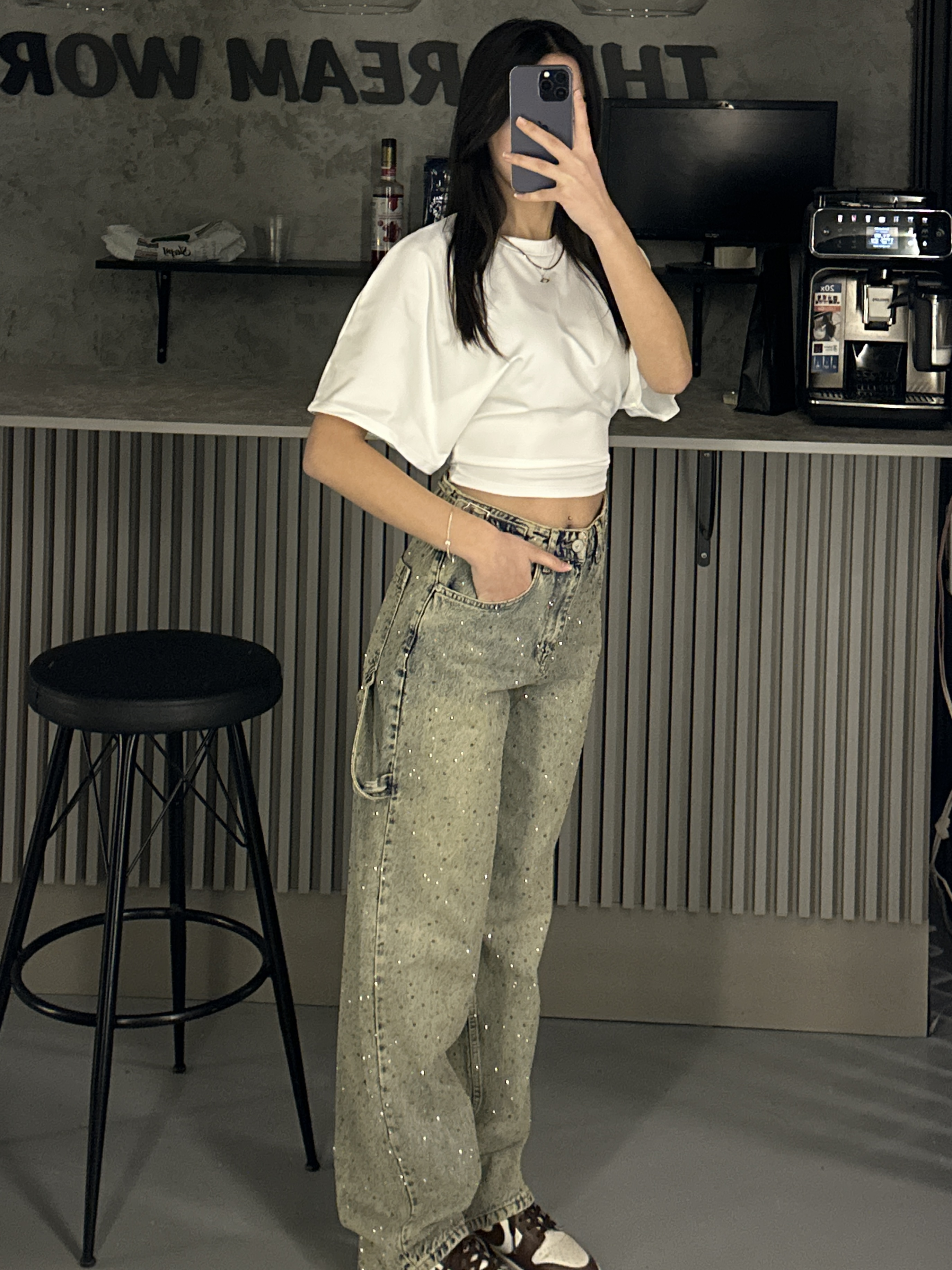 FULL TAŞLI KEMERLİ ESKİTME BAGGY JEAN