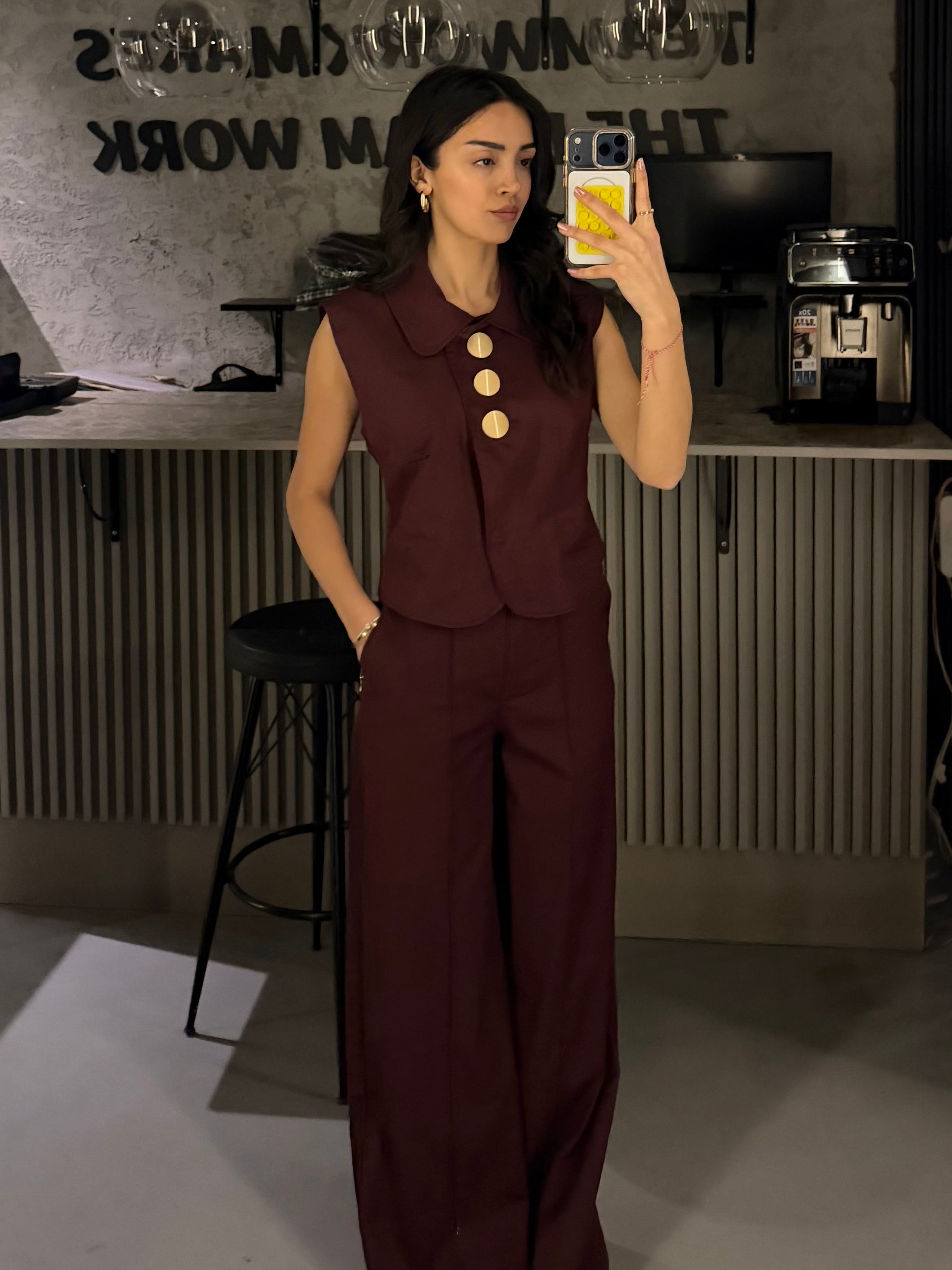 GOLD DÜĞMELİ BORDO TAKIM