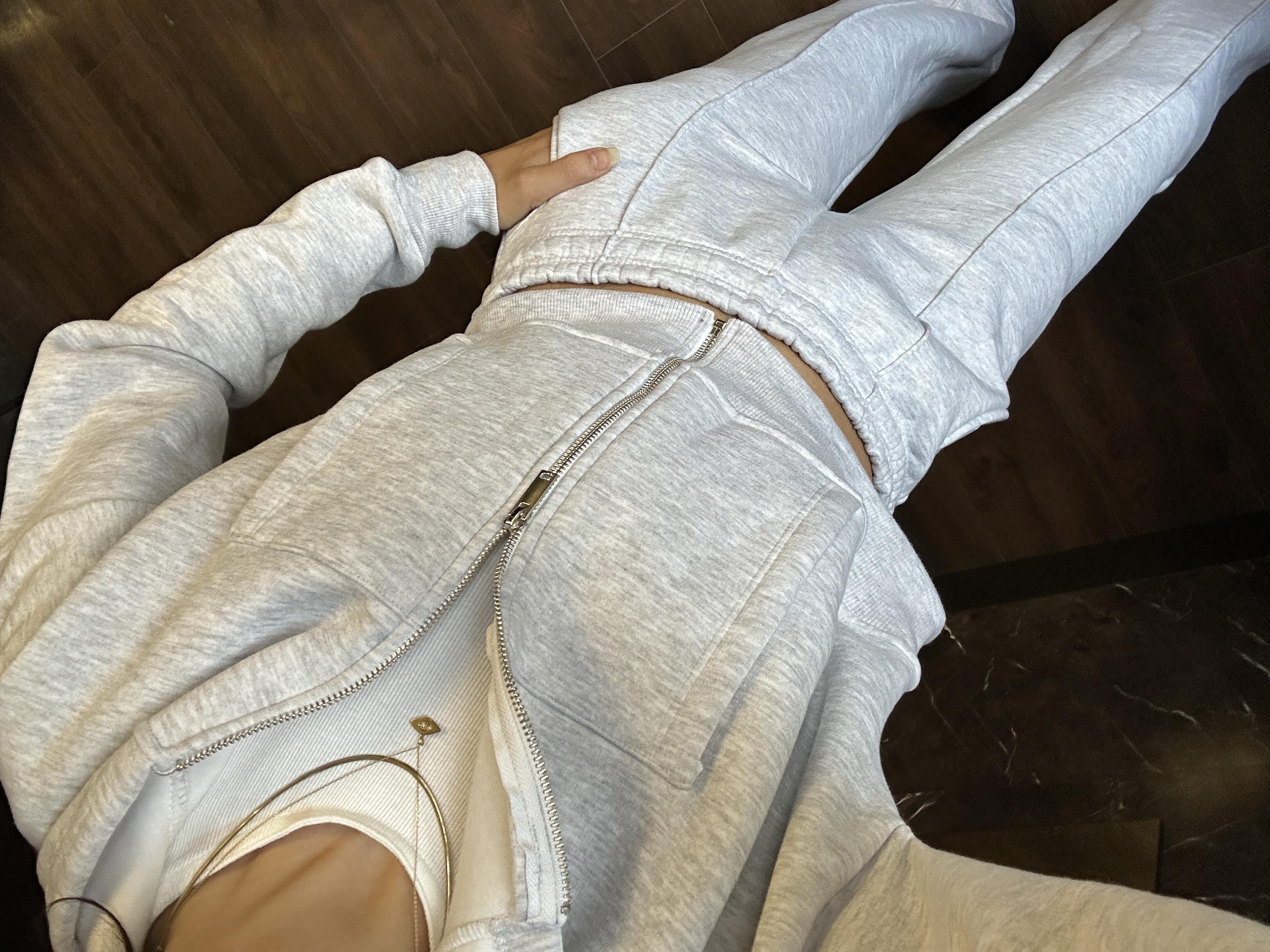 GRİ 3 İPLİK EŞOFMAN CROP HIRKA TAKIM