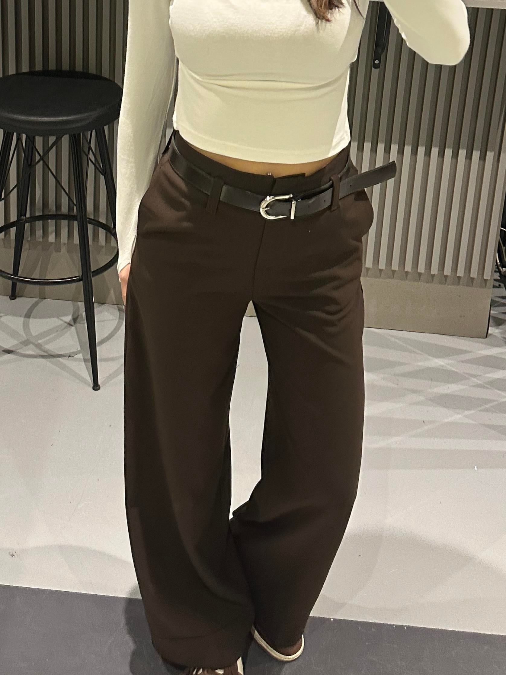 KAHVE KEMERLİ KUMAŞ PANTOLON