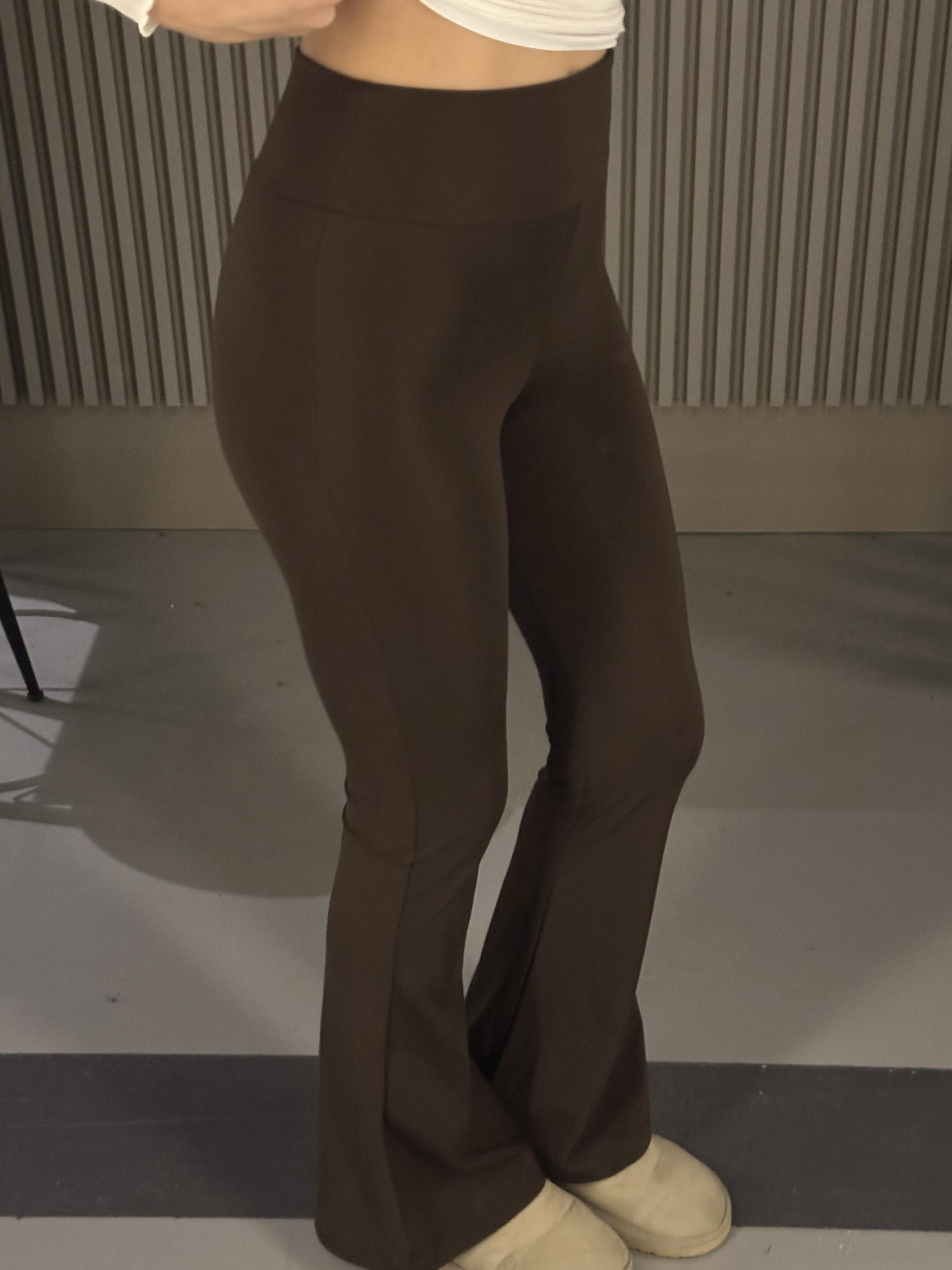 KAHVE ŞARDONLU YÜKSEK BEL İSPANYOL PAÇA TAYT 