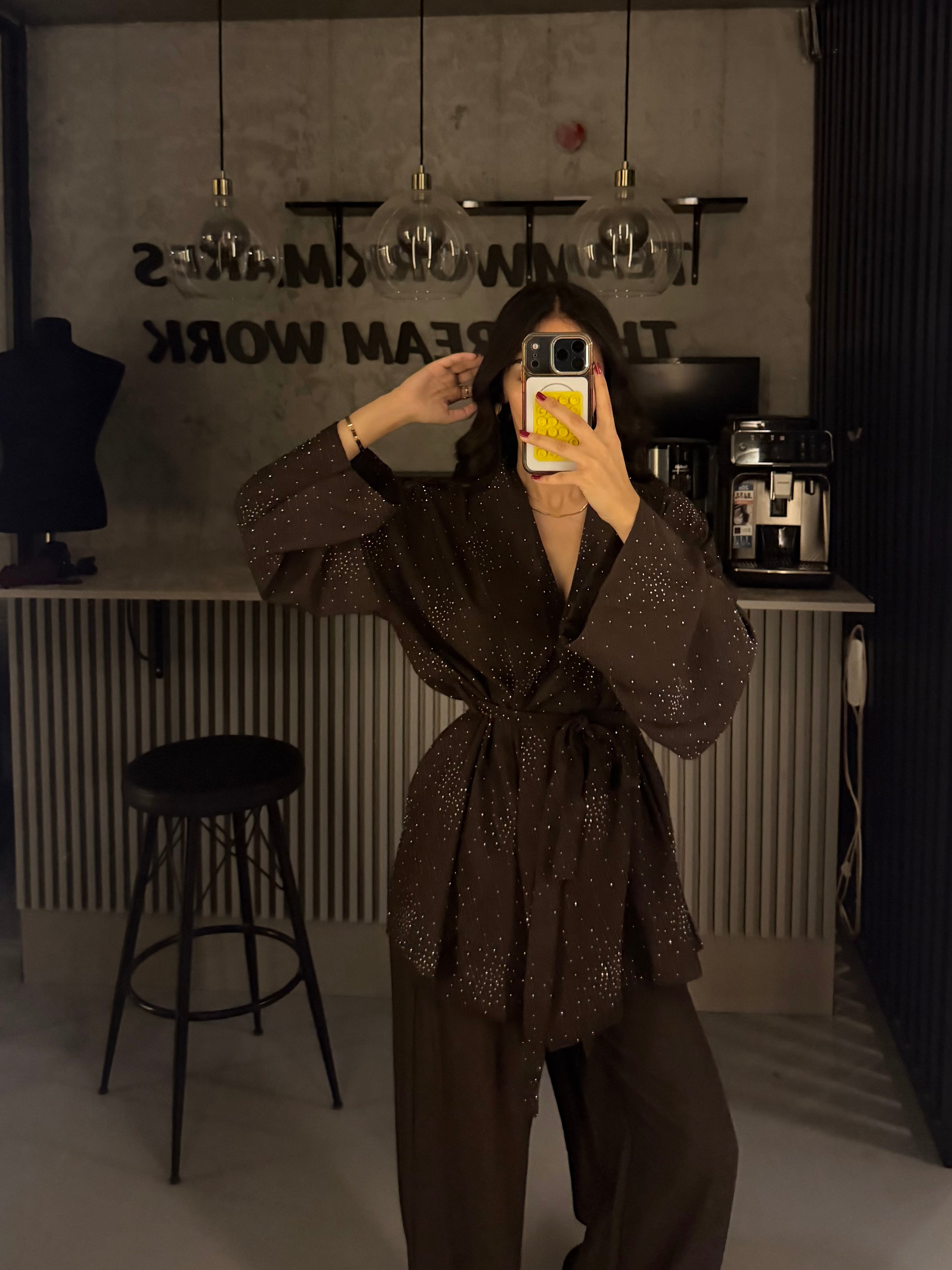 KAHVE TAŞLI KİMONA TAKIM