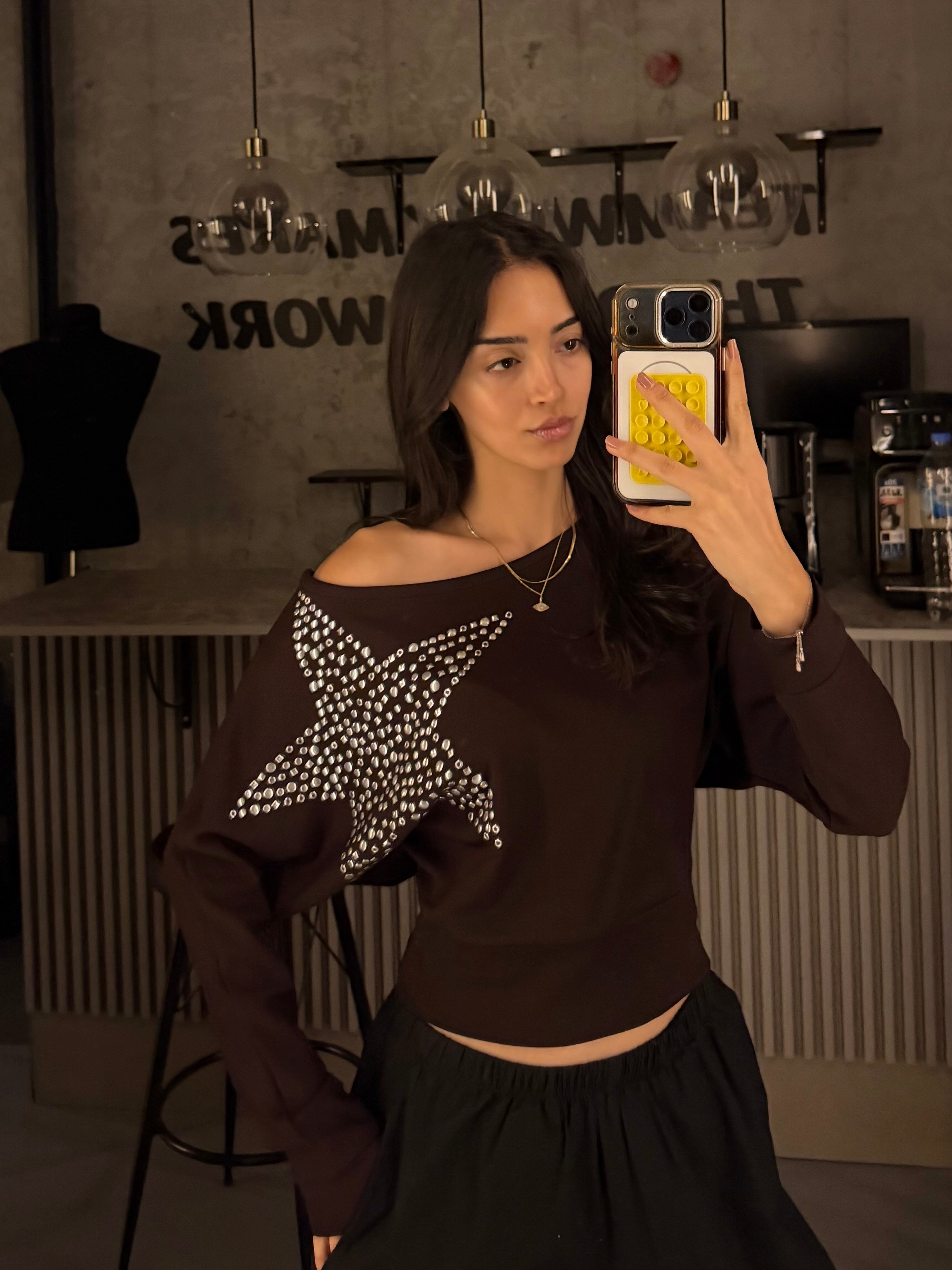 KAHVE YILDIZ DÜŞÜK OMUZ BODY