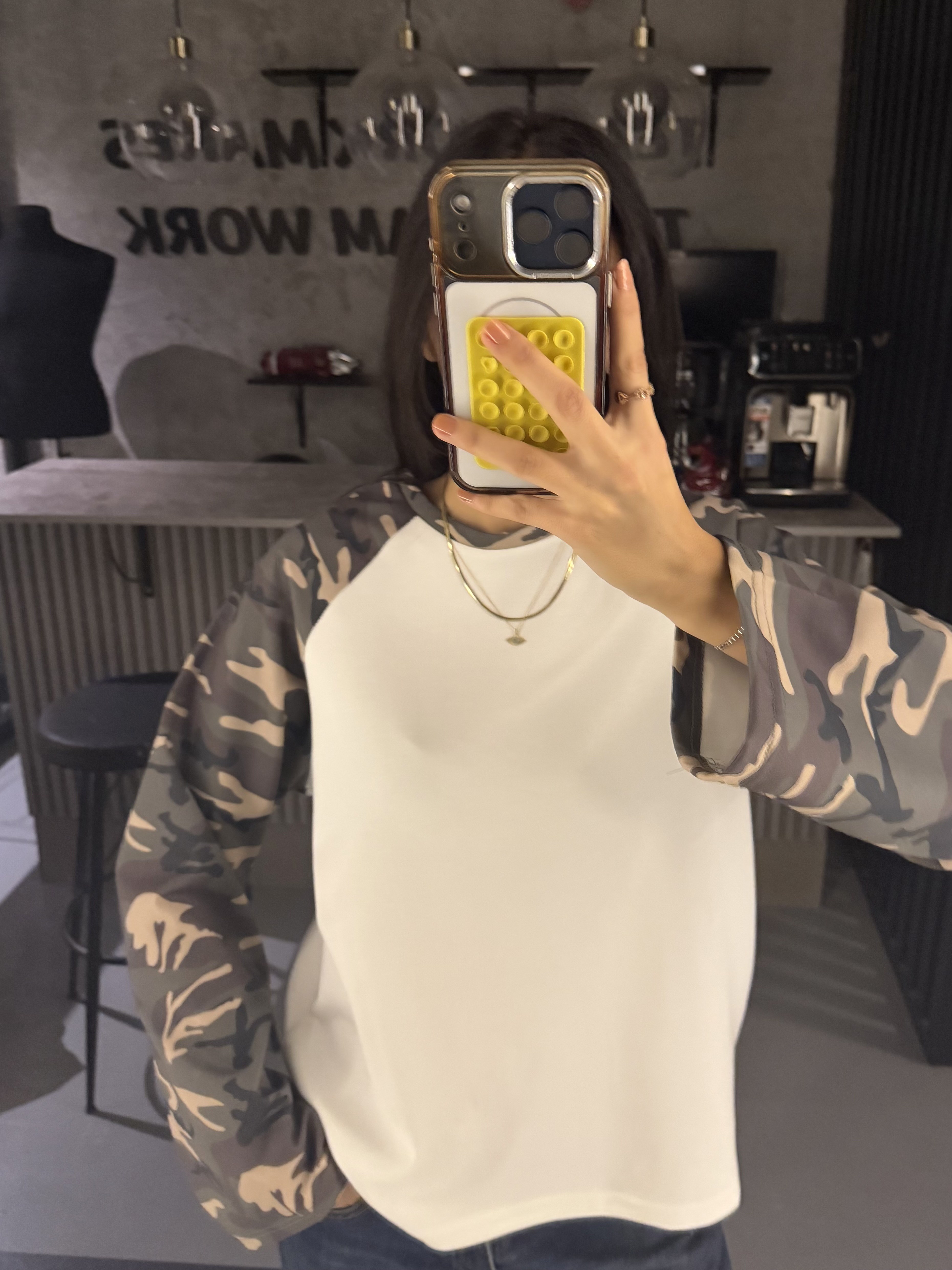 KAMUFLAJ REGLAM KOL SWEATER