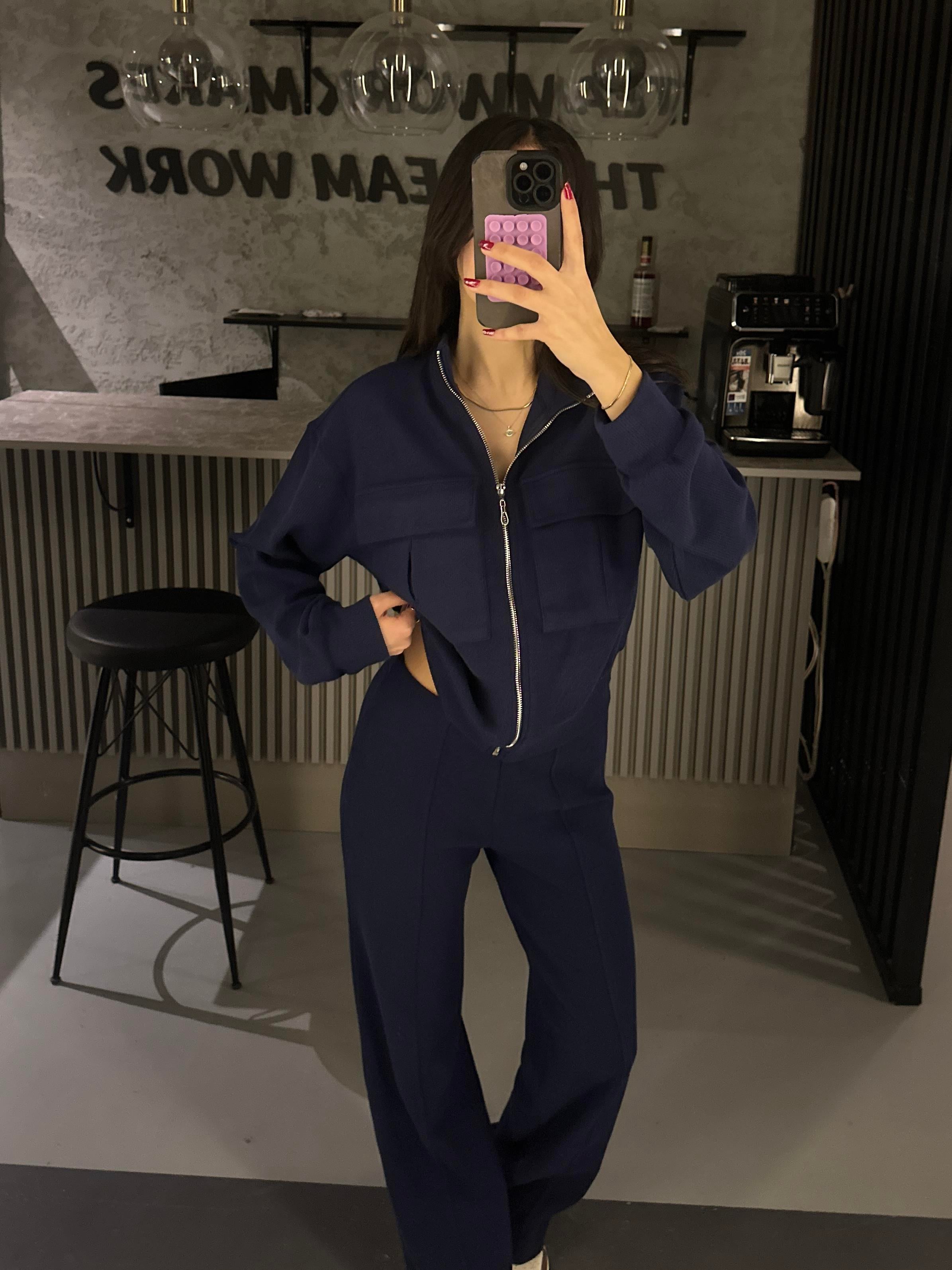 LACİVERT CEPLİ HIRKA PANTOLON TAKIM