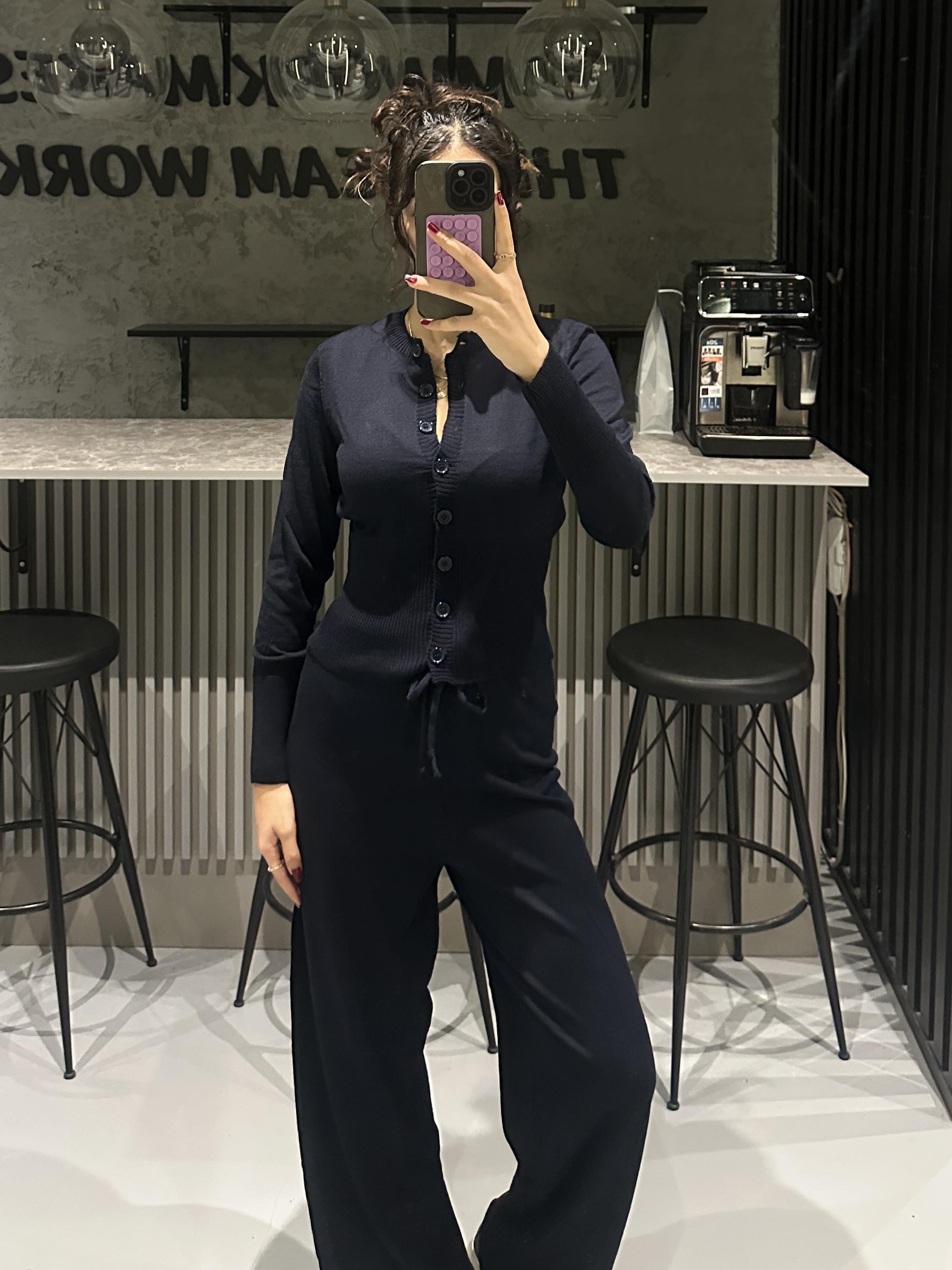 LACİVERT DÜĞMELİ HIRKA TRİKO PANTOLON  TAKIM