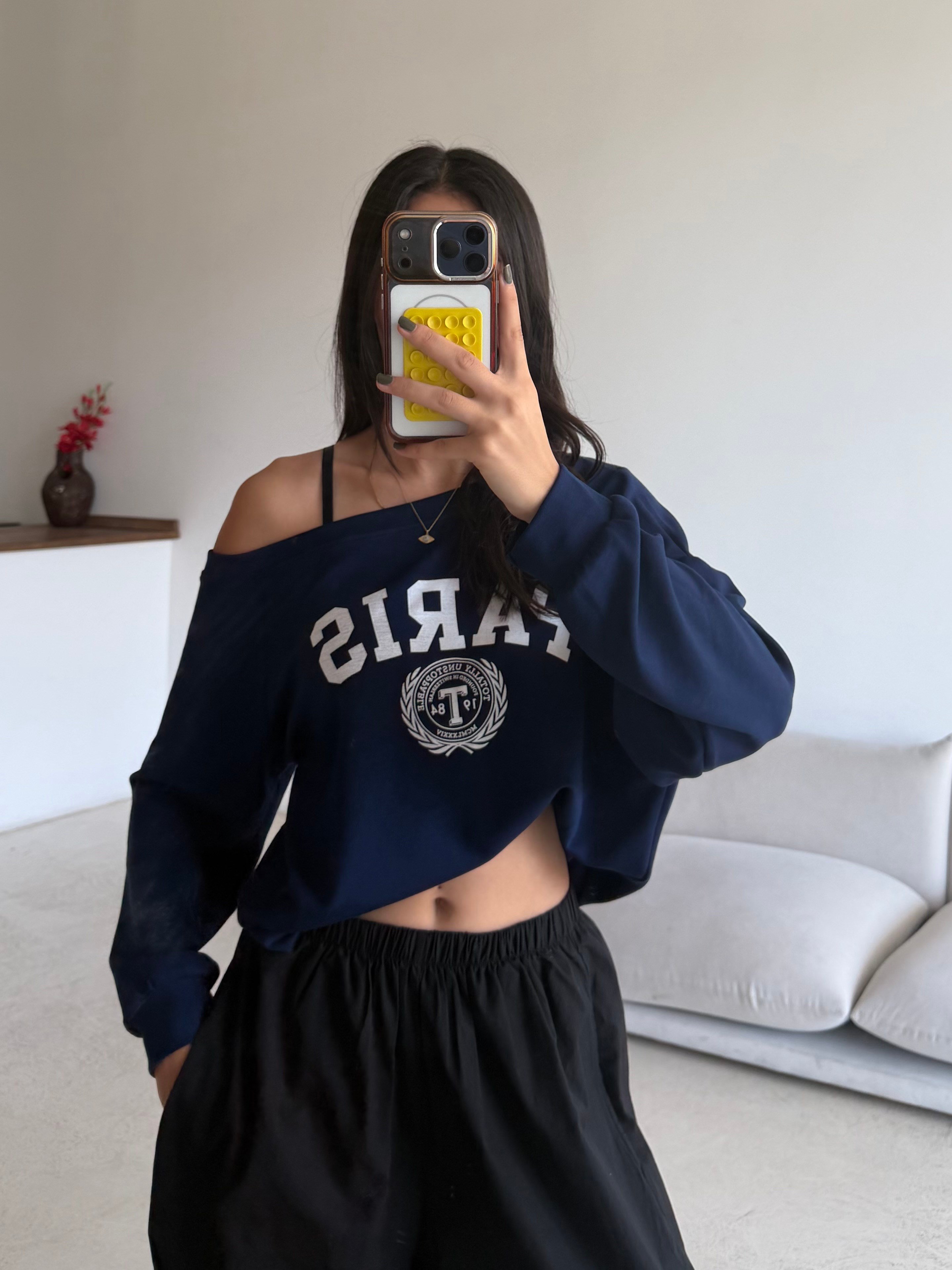LACİVERT DÜŞÜK OMUZ PARİS BODY