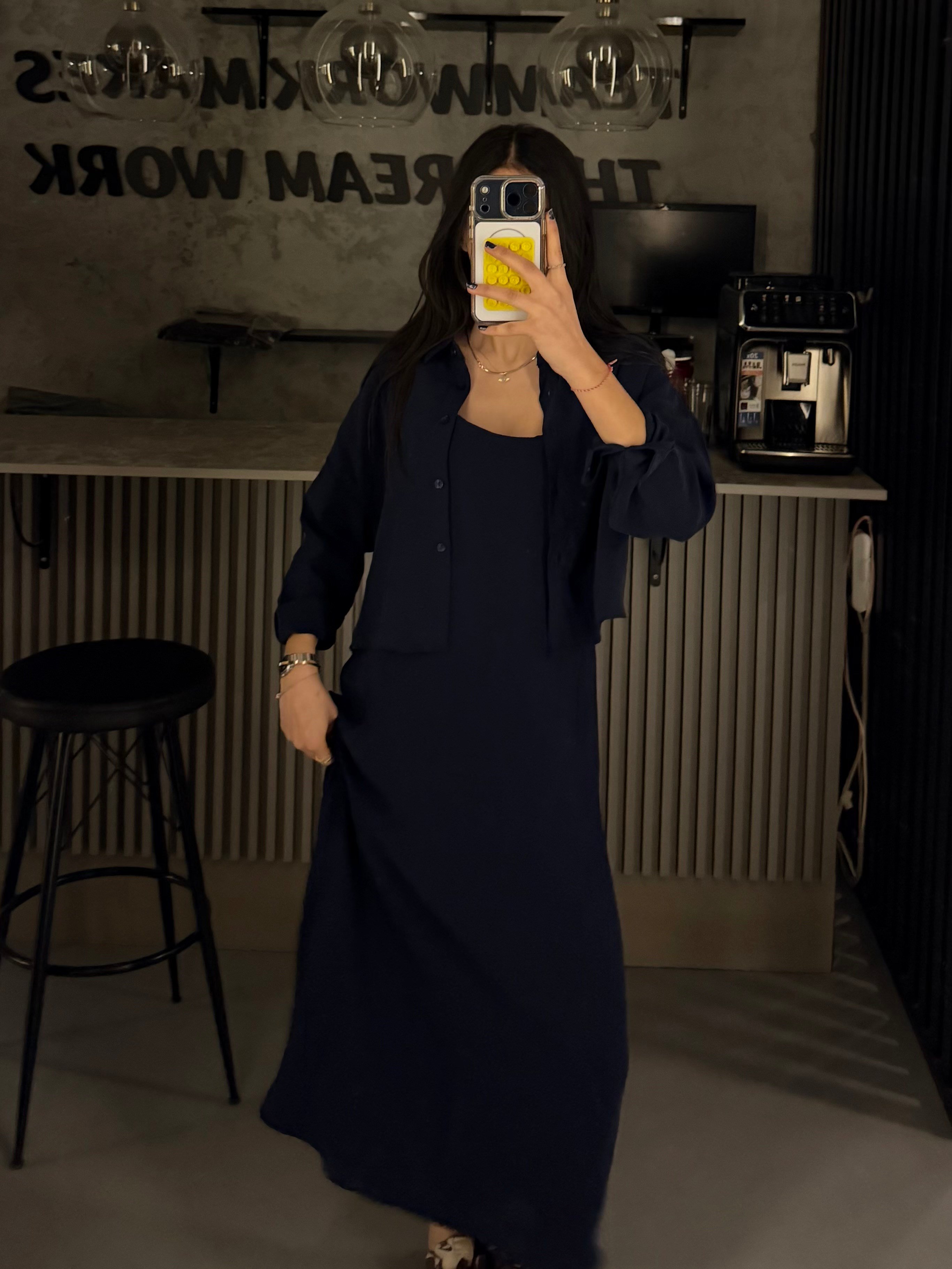 LACİVERT GÖMLEK ELBİSE TAKIM