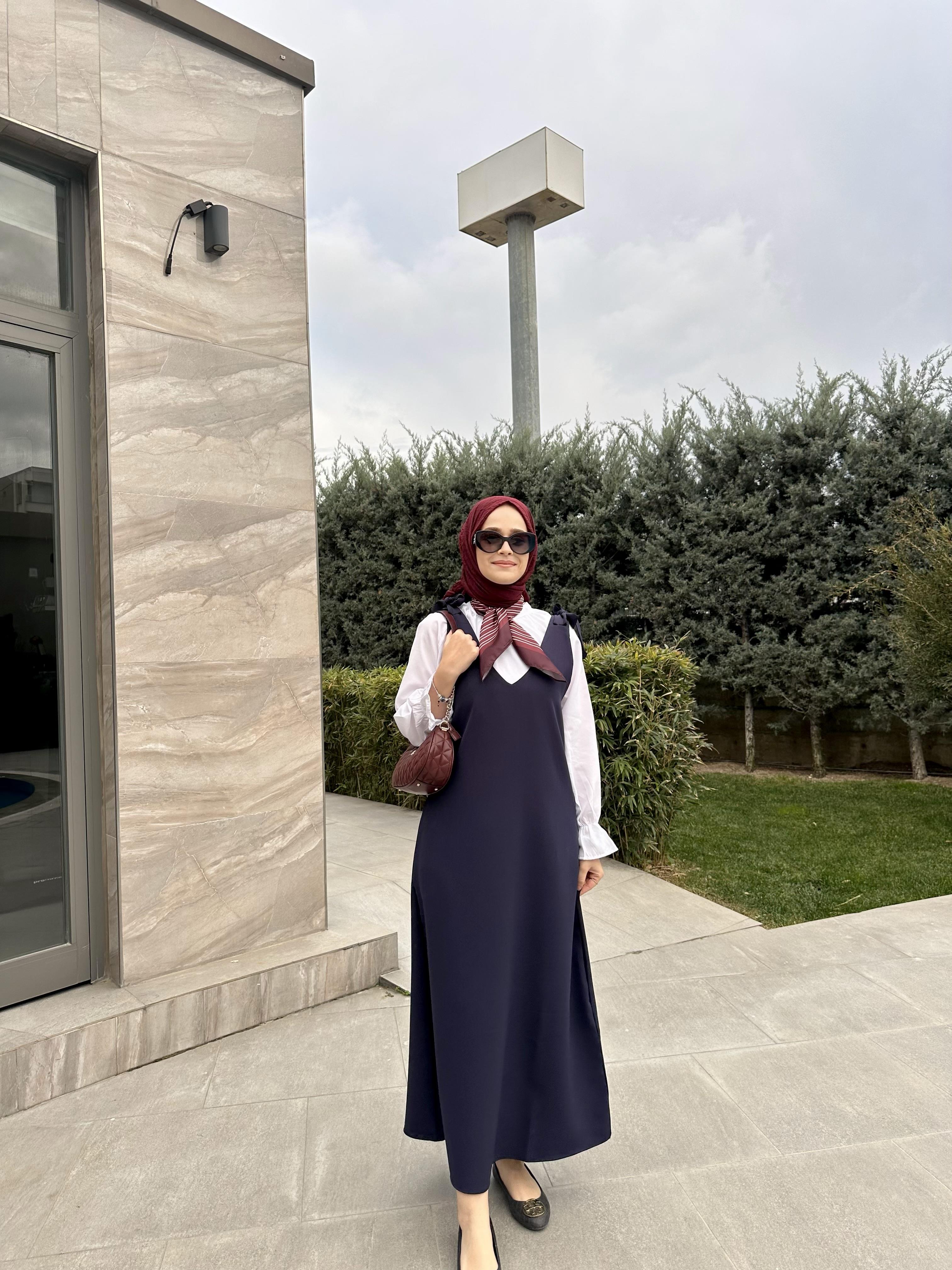 LACİVERT OMUZ DETAY JİLE
