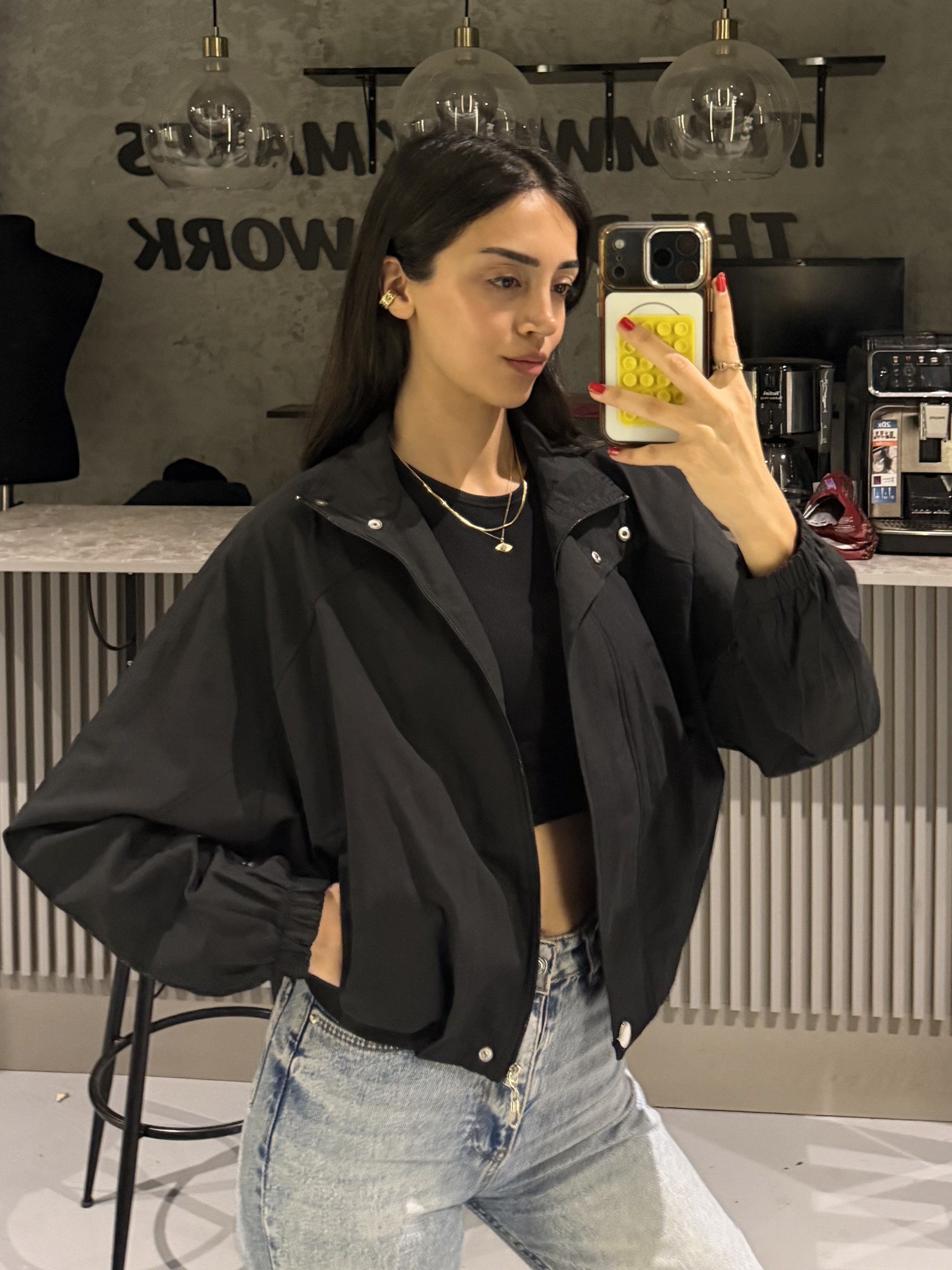 MEVSİMLİK SİYAH BOMBER CEKET