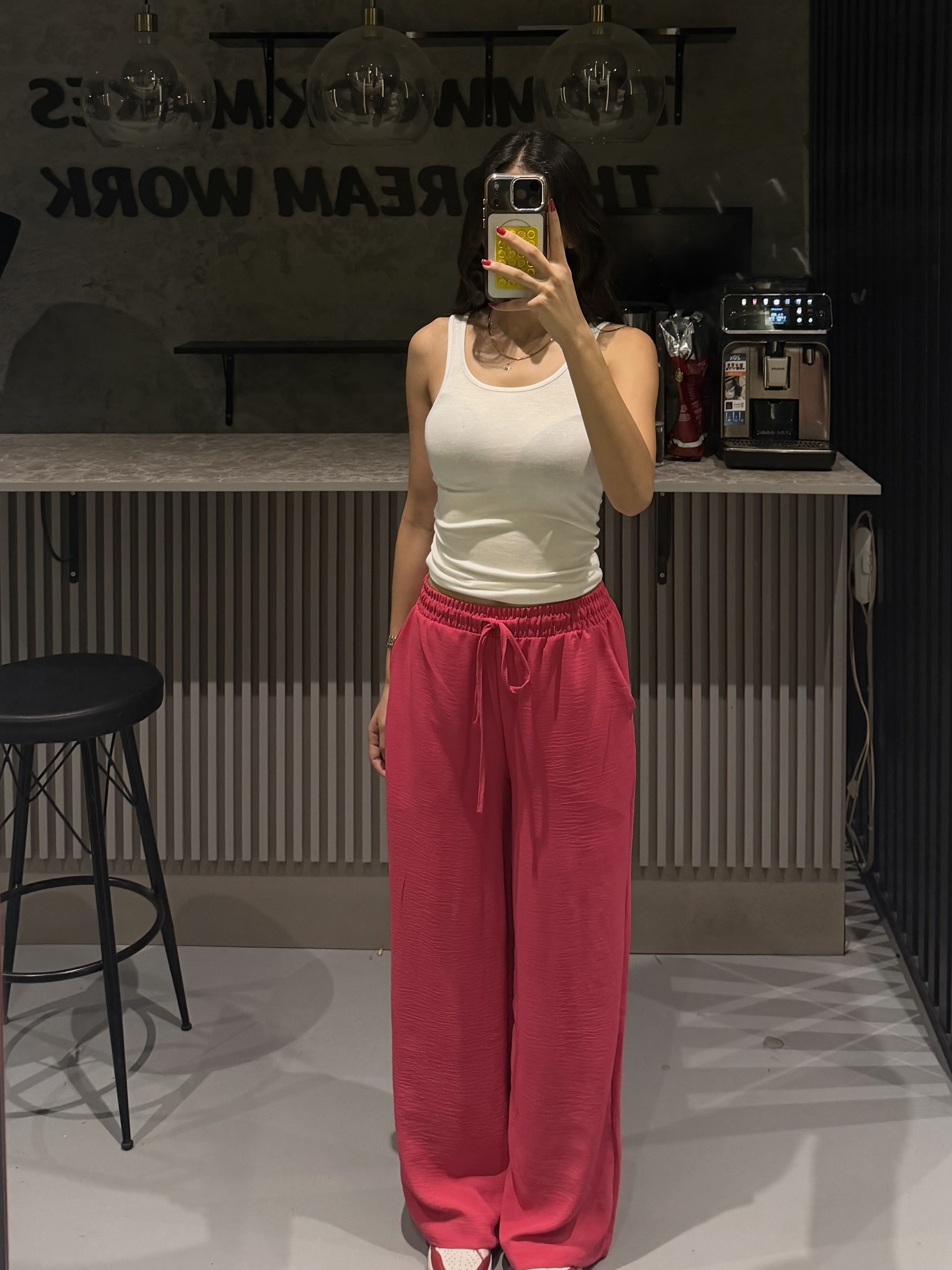 PEMBE ASTARLI KETEN PANTOLON