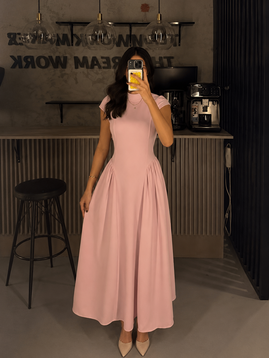 PEMBE BAĞLAMALI ELBİSE 