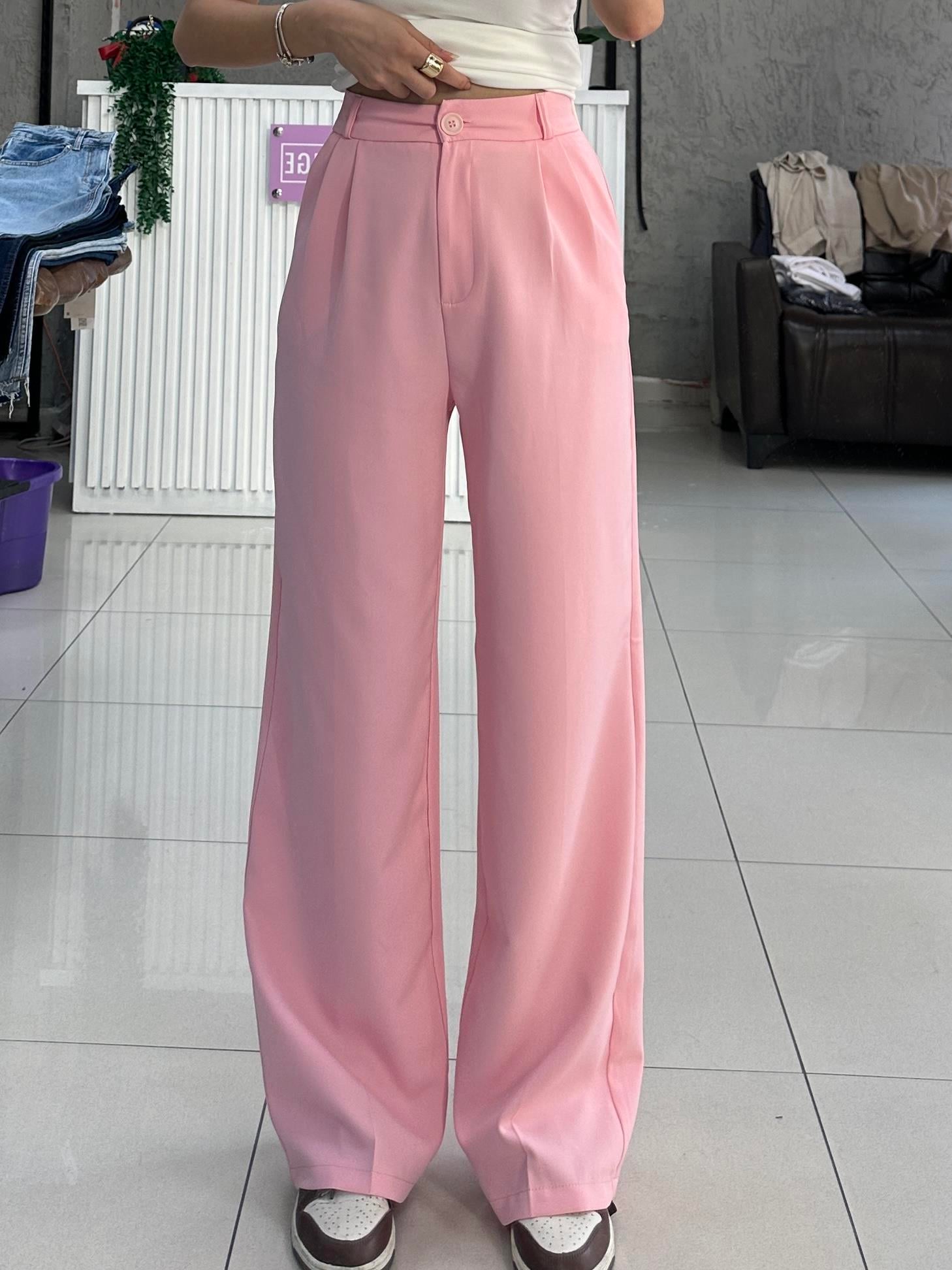 PEMBE CEPLİ KUMAŞ PANTOLON