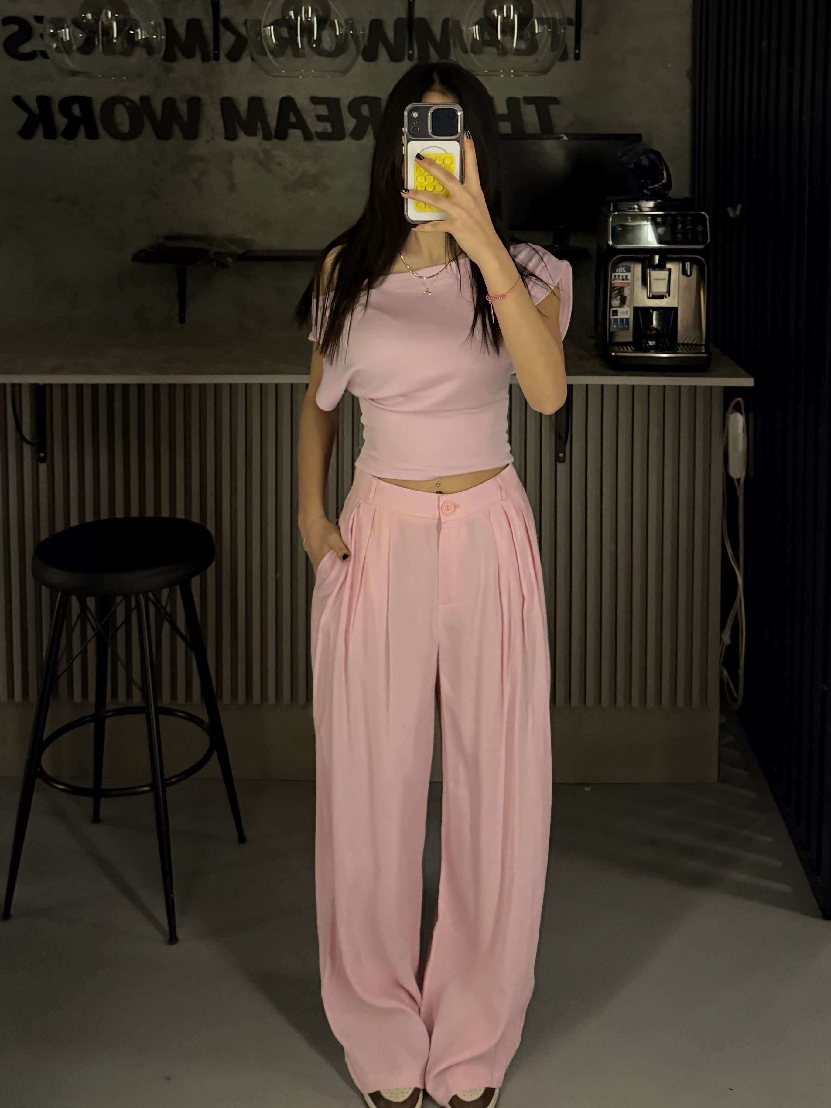 PEMBE TENSEL KUMAŞ PANTOLON