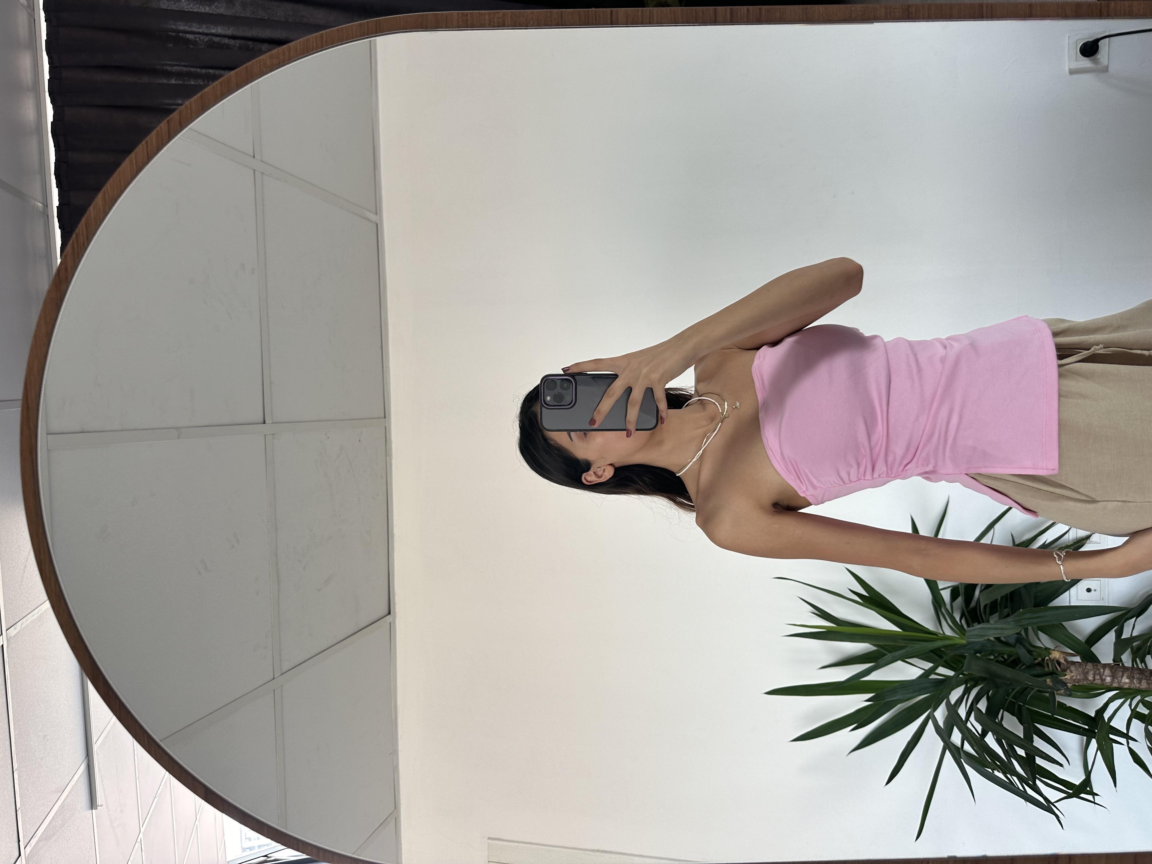 PEMBE YIRTMAÇLI BODY