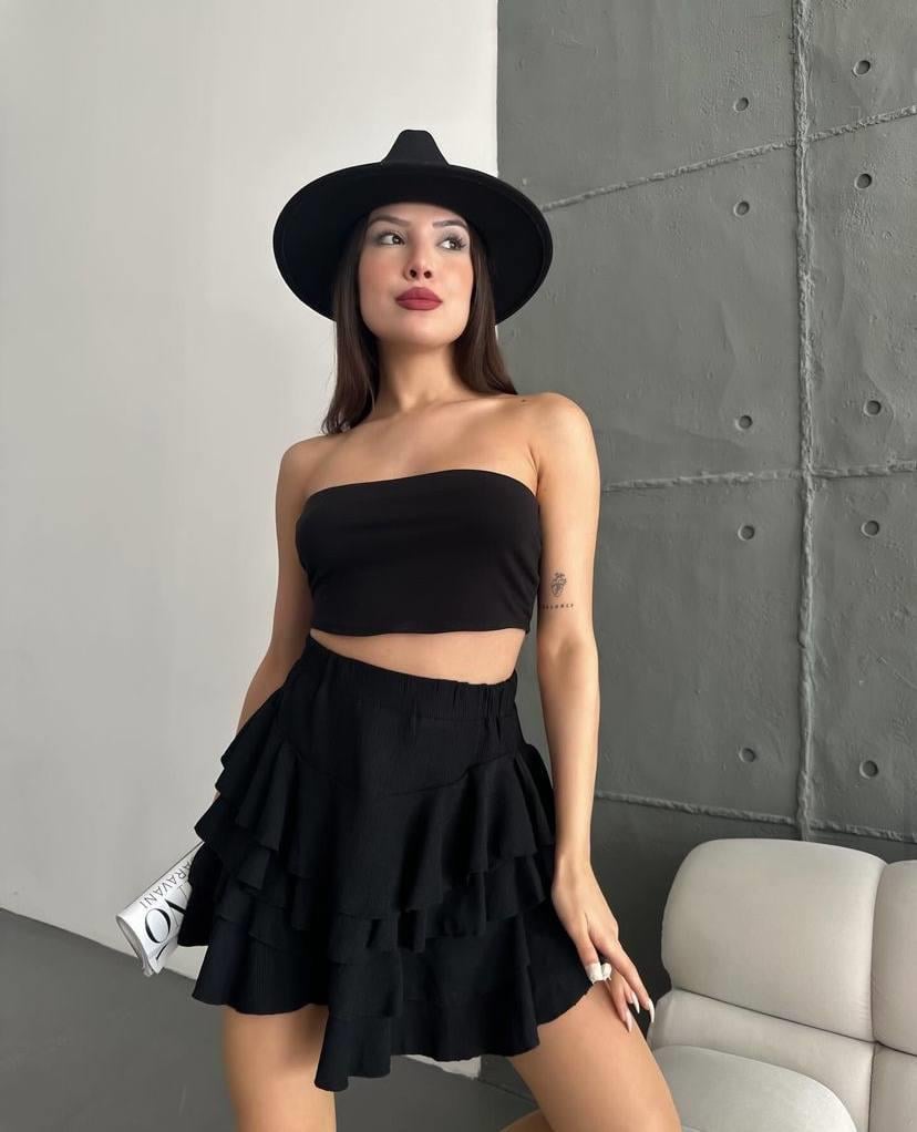 SARTA ŞORTLU SİYAH ETEK