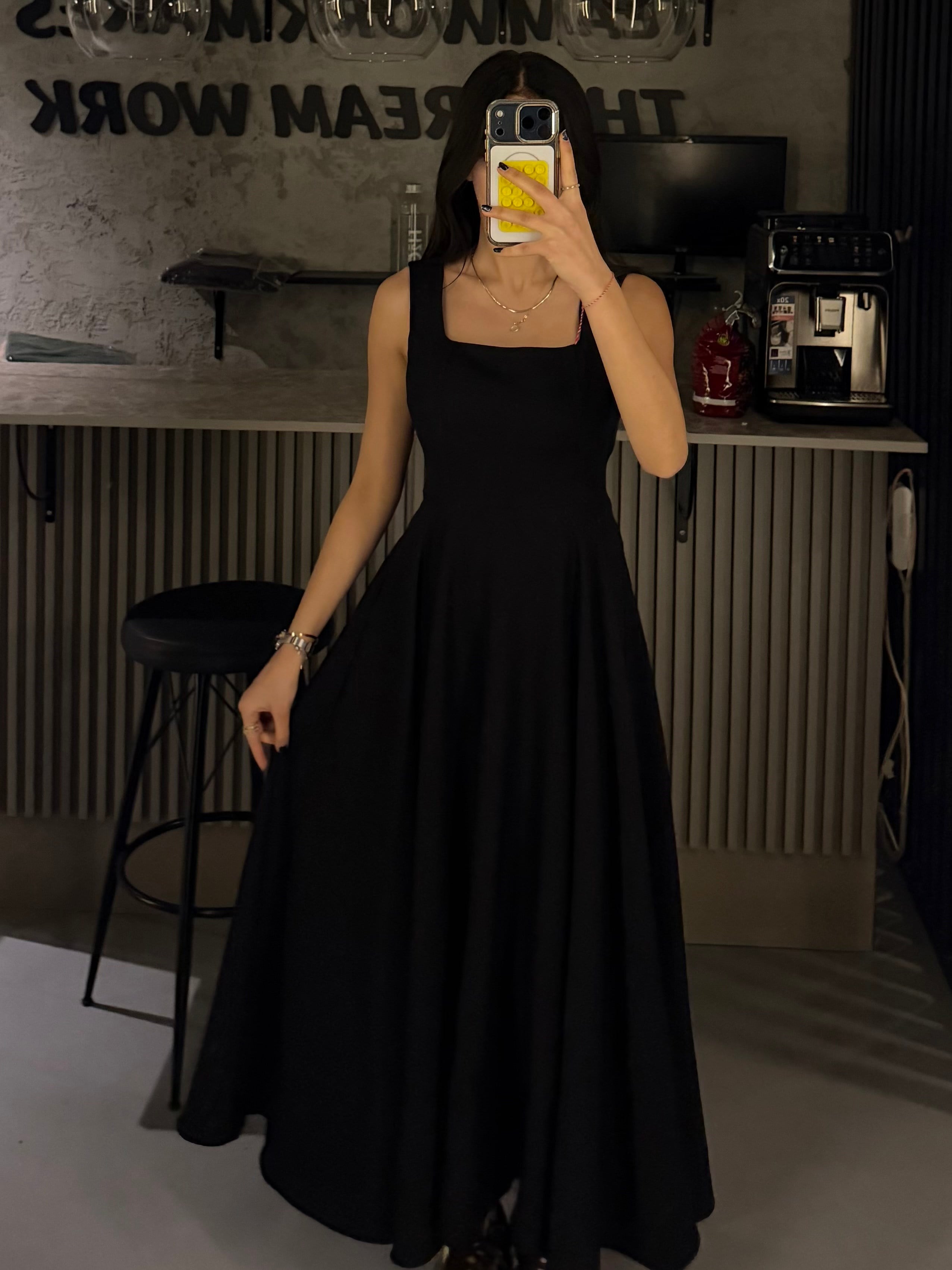SİYAH BAĞLAMALI ELBİSE 