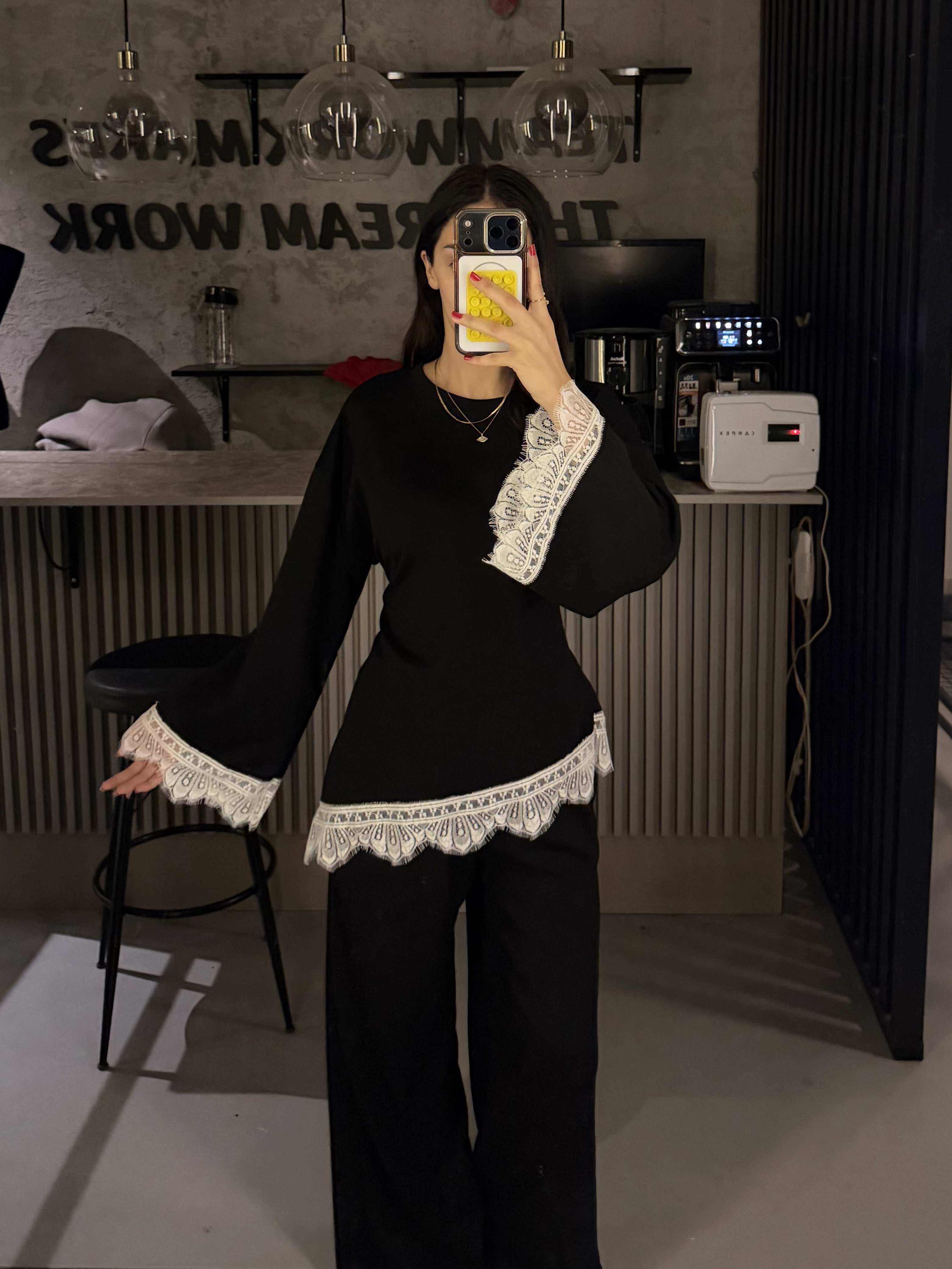 SİYAH DANTEL MODAL KUMAŞ TAKIM