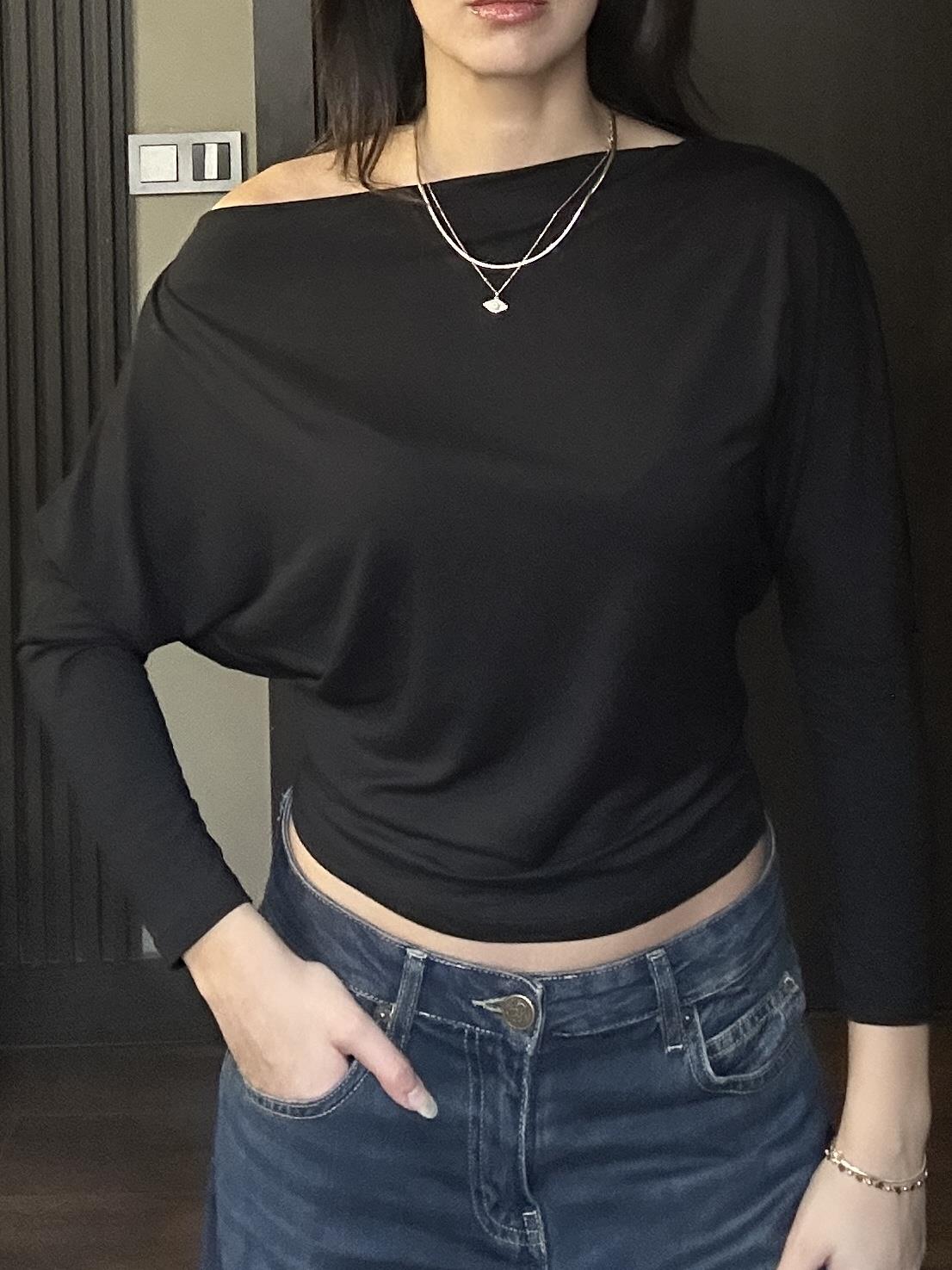 SİYAH DÜŞÜK OMUZ BOL BODY